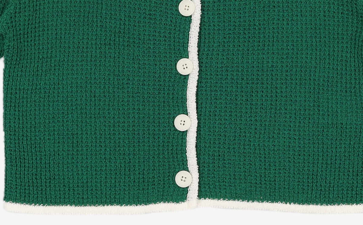 미쏘(MIXXO) 라운드넥 배색 반팔 가디건 MIWCKC714T S