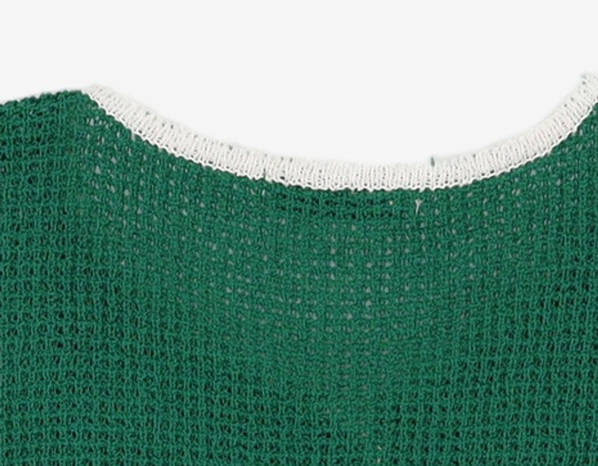 미쏘(MIXXO) 라운드넥 배색 반팔 가디건 MIWCKC714T S