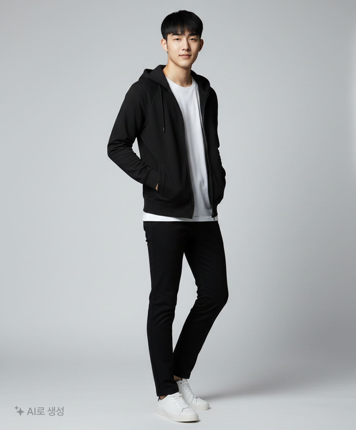 빈폴 스포츠(BEANPOLE SPORT) Unisex 블랙 베이직 로고 후드 집업 (BO9841J015) 100