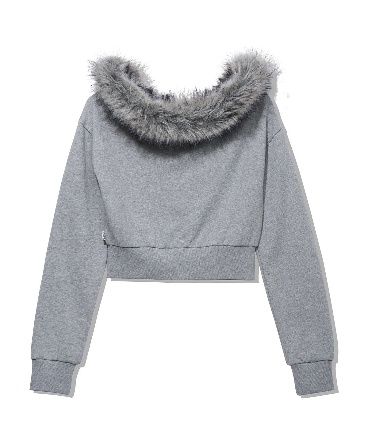 유희(YOUHEE) [인플 PICK] FUR GLOSSY OFF-SHOULDER ZIP-UP_MELANGE GREY
