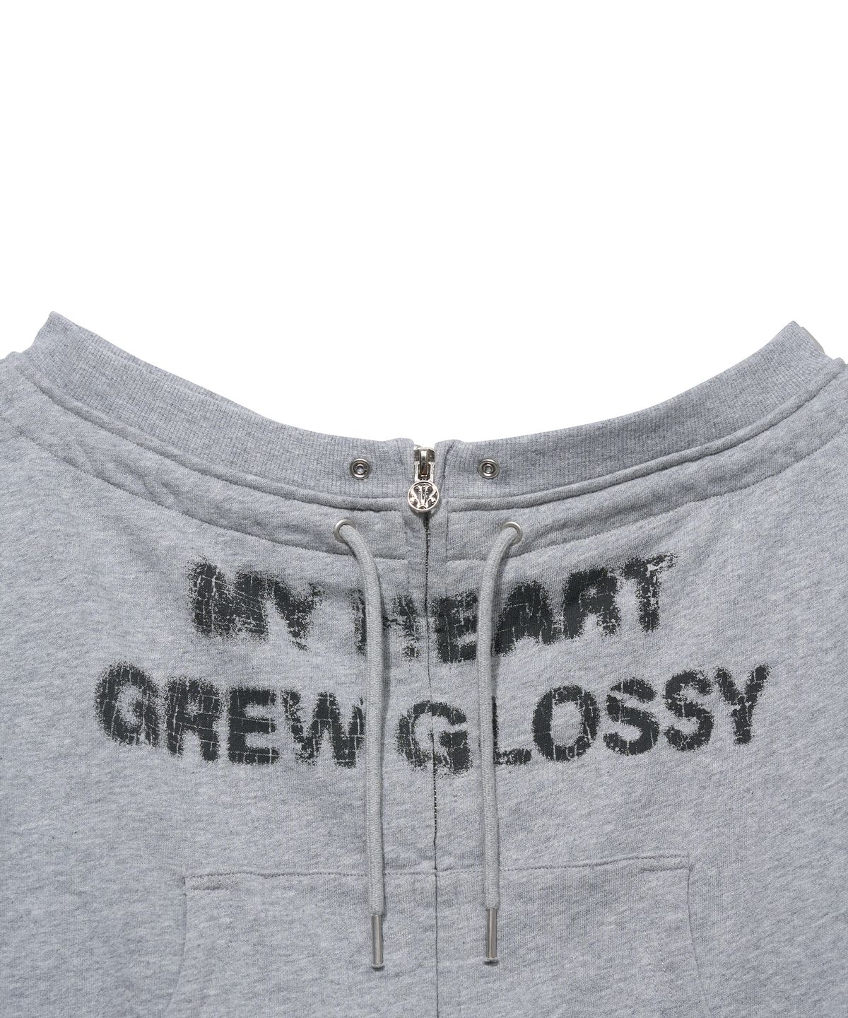 유희(YOUHEE) [인플 PICK] FUR GLOSSY OFF-SHOULDER ZIP-UP_MELANGE GREY