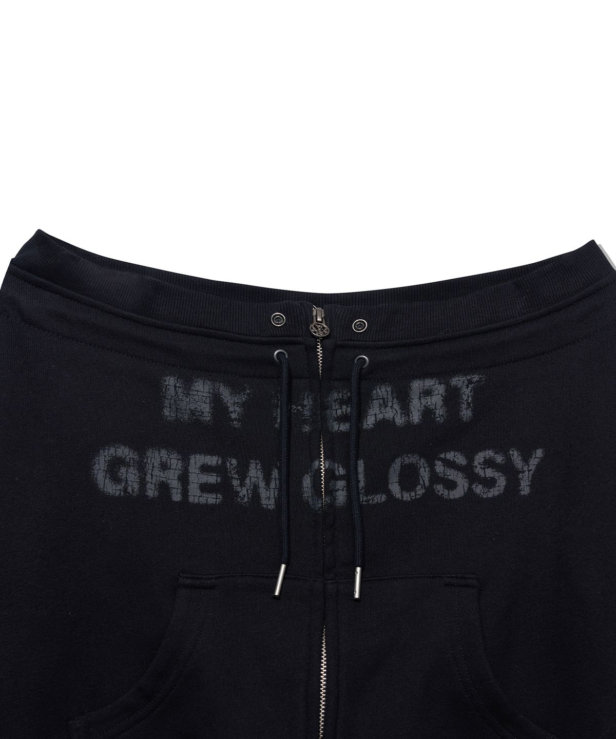 유희(YOUHEE) FUR GLOSSY OFF-SHOULDER ZIP-UP_BLACK