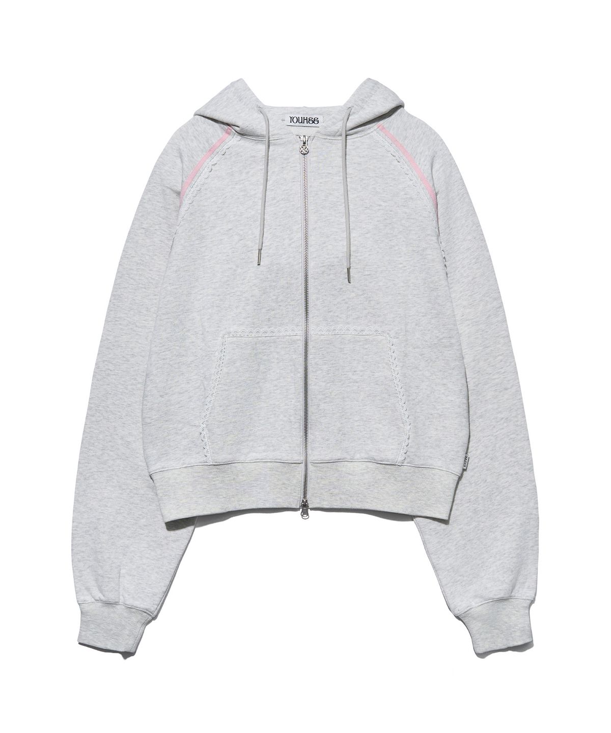 유희(YOUHEE) [아네딘X유희] LACE TRIMMED HOOD ZIP-UP_OATMEAL