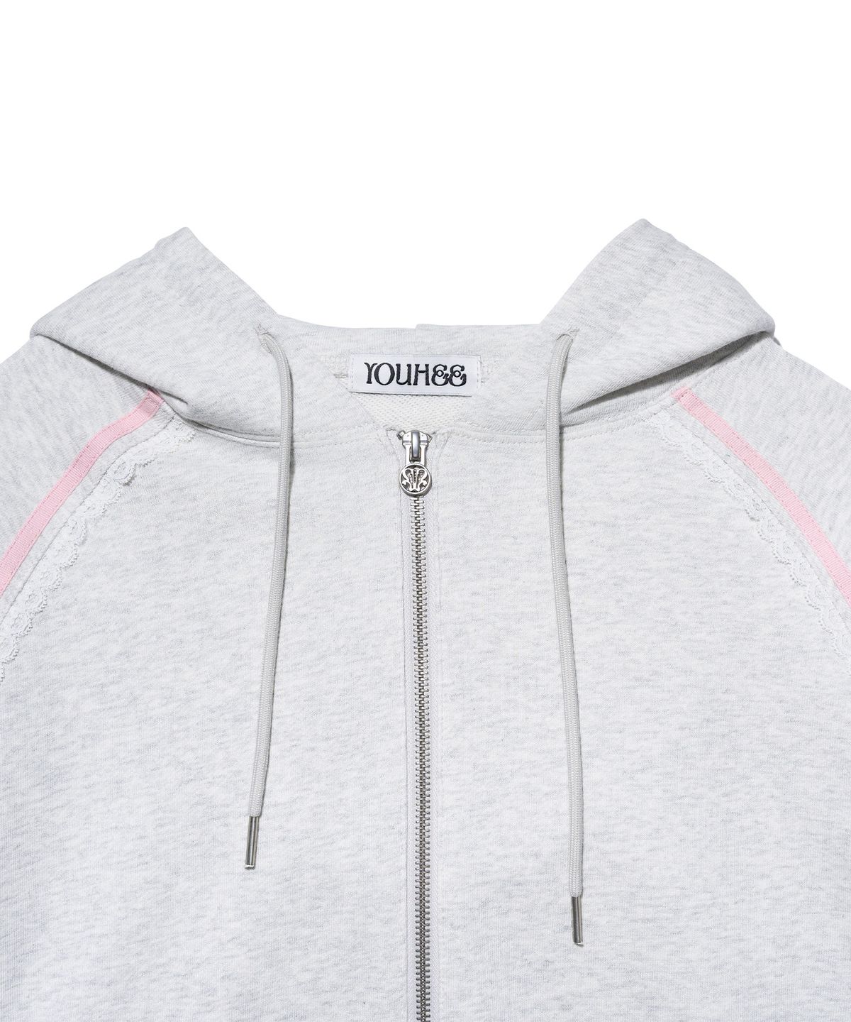 유희(YOUHEE) [아네딘X유희] LACE TRIMMED HOOD ZIP-UP_OATMEAL