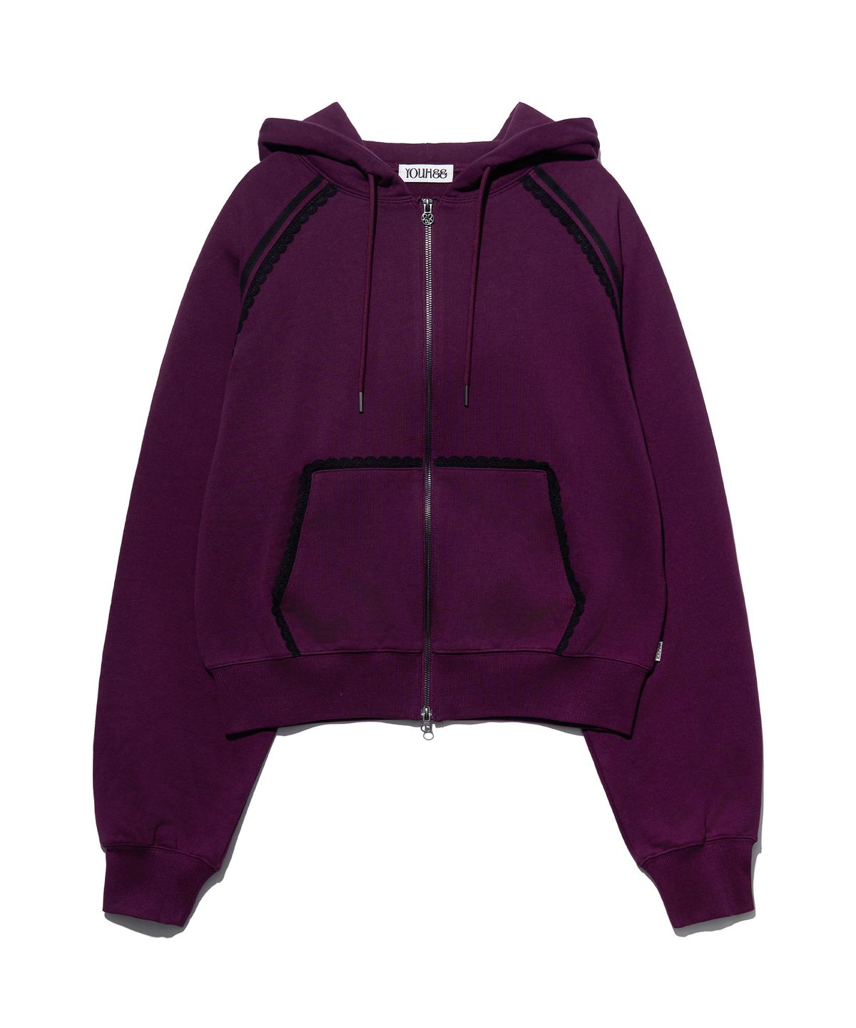 유희(YOUHEE) [아네딘X유희] LACE TRIMMED HOOD ZIP-UP_PURPLE