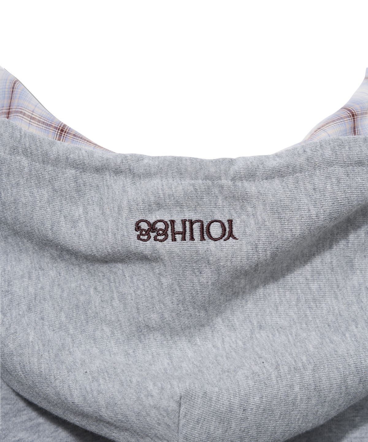 유희(YOUHEE) CHECK YH HOOD ZIP-UP_MELANGE GREY