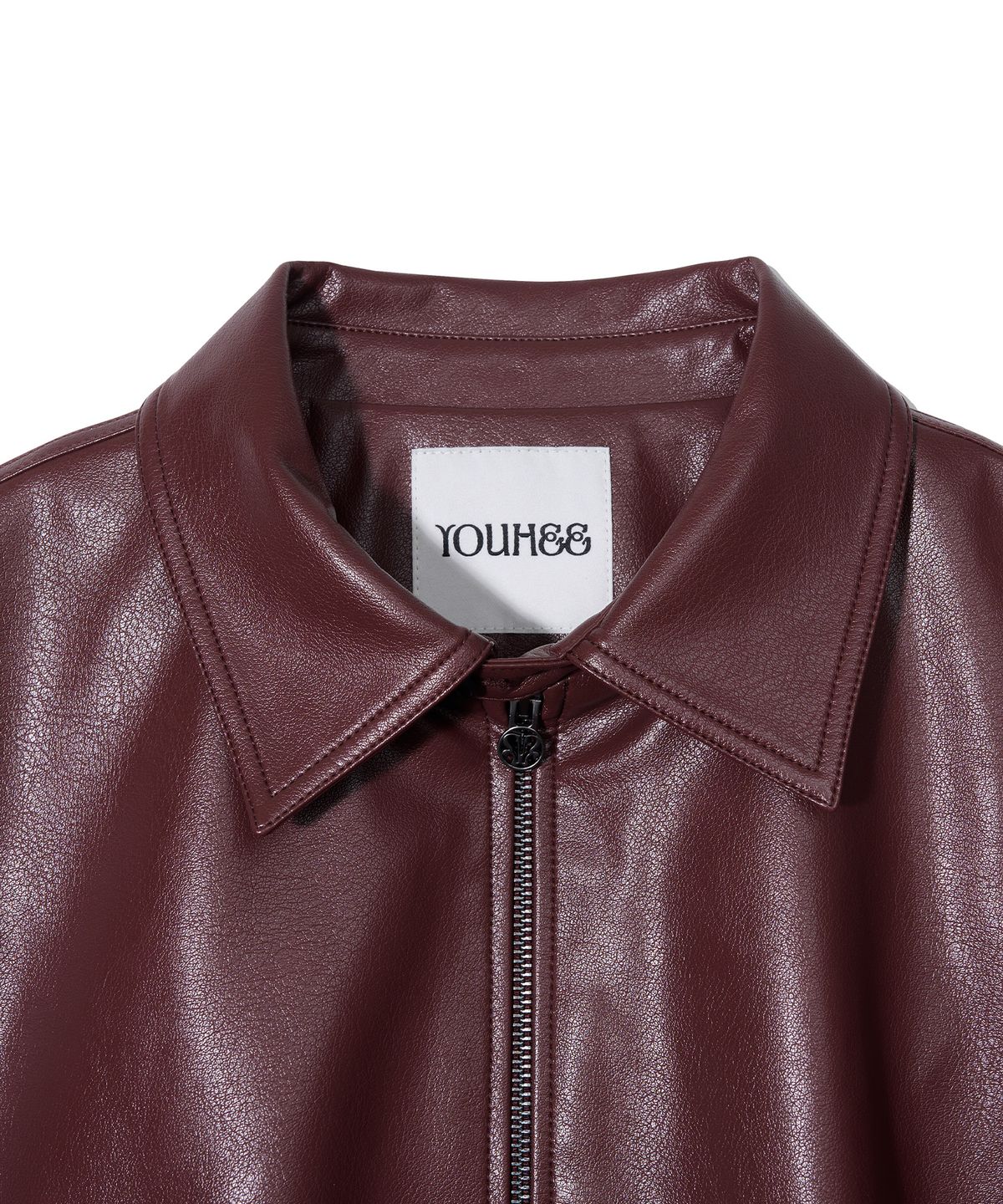 유희(YOUHEE) CRACK LEATHER BLOUSON_WINE