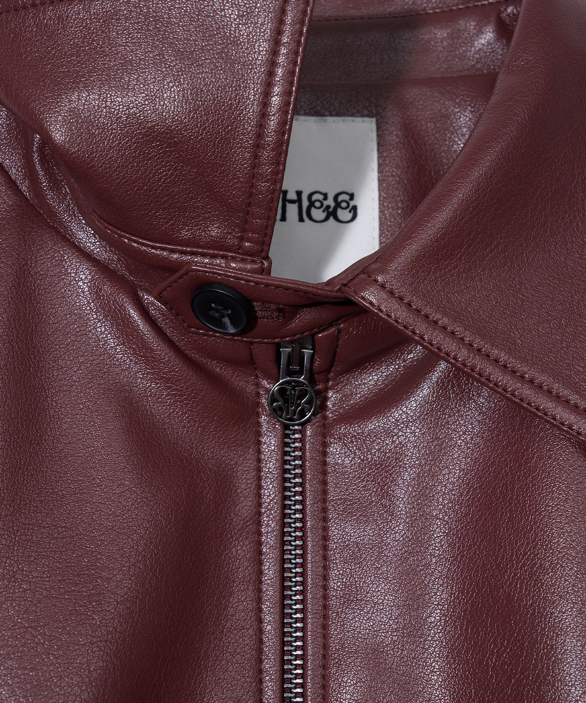 유희(YOUHEE) CRACK LEATHER BLOUSON_WINE