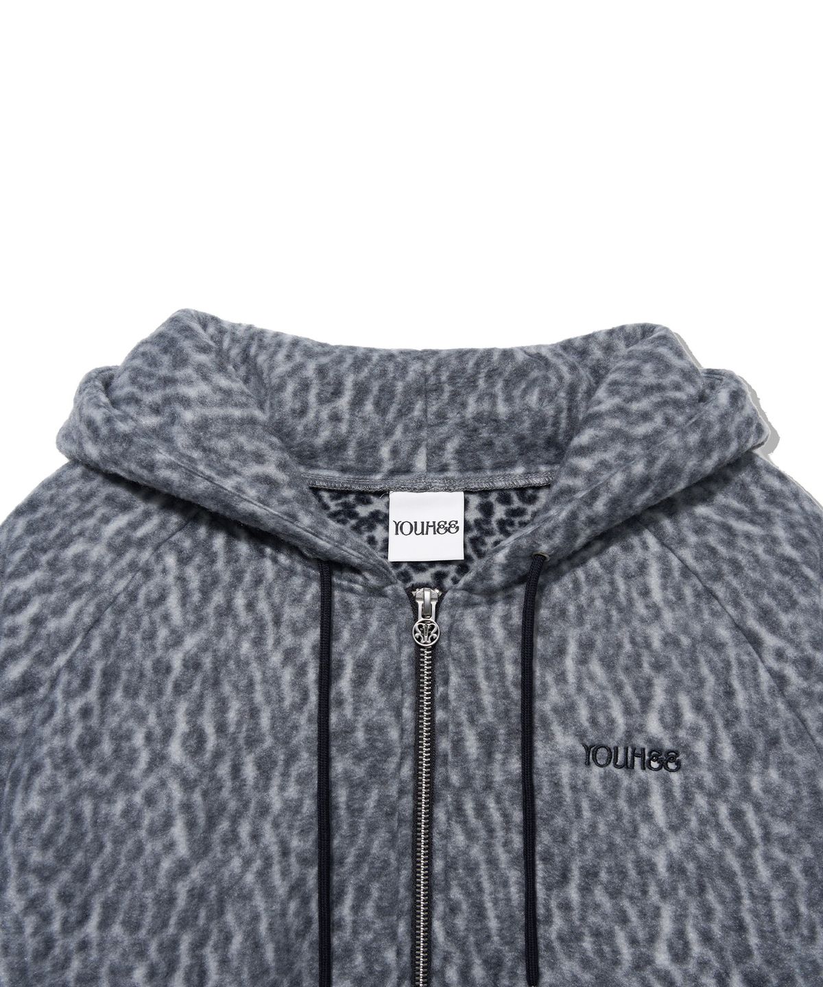 유희(YOUHEE) LEOPARD FLEECE JUMPER_CHARCOAL
