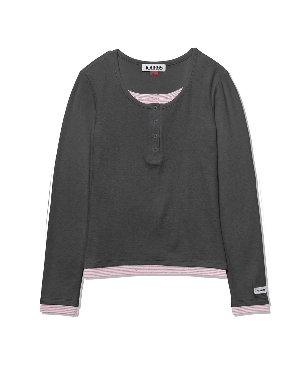 유희(YOUHEE) ESSENTIAL LAYERED LONG SLEEVE_CHARCOAL