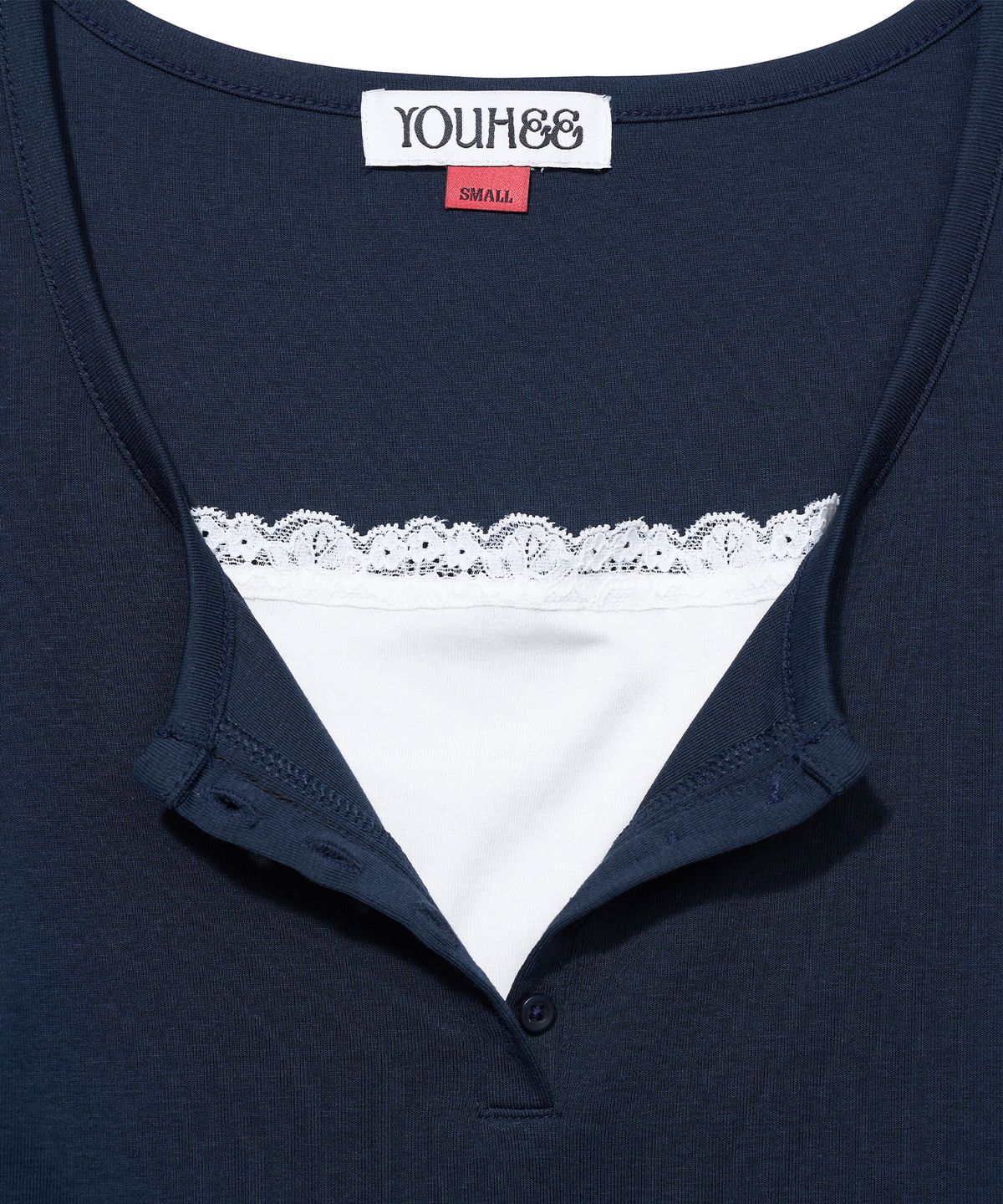 유희(YOUHEE) [주영X유희] LACE LAYERED LONG SLEEVE_NAVY