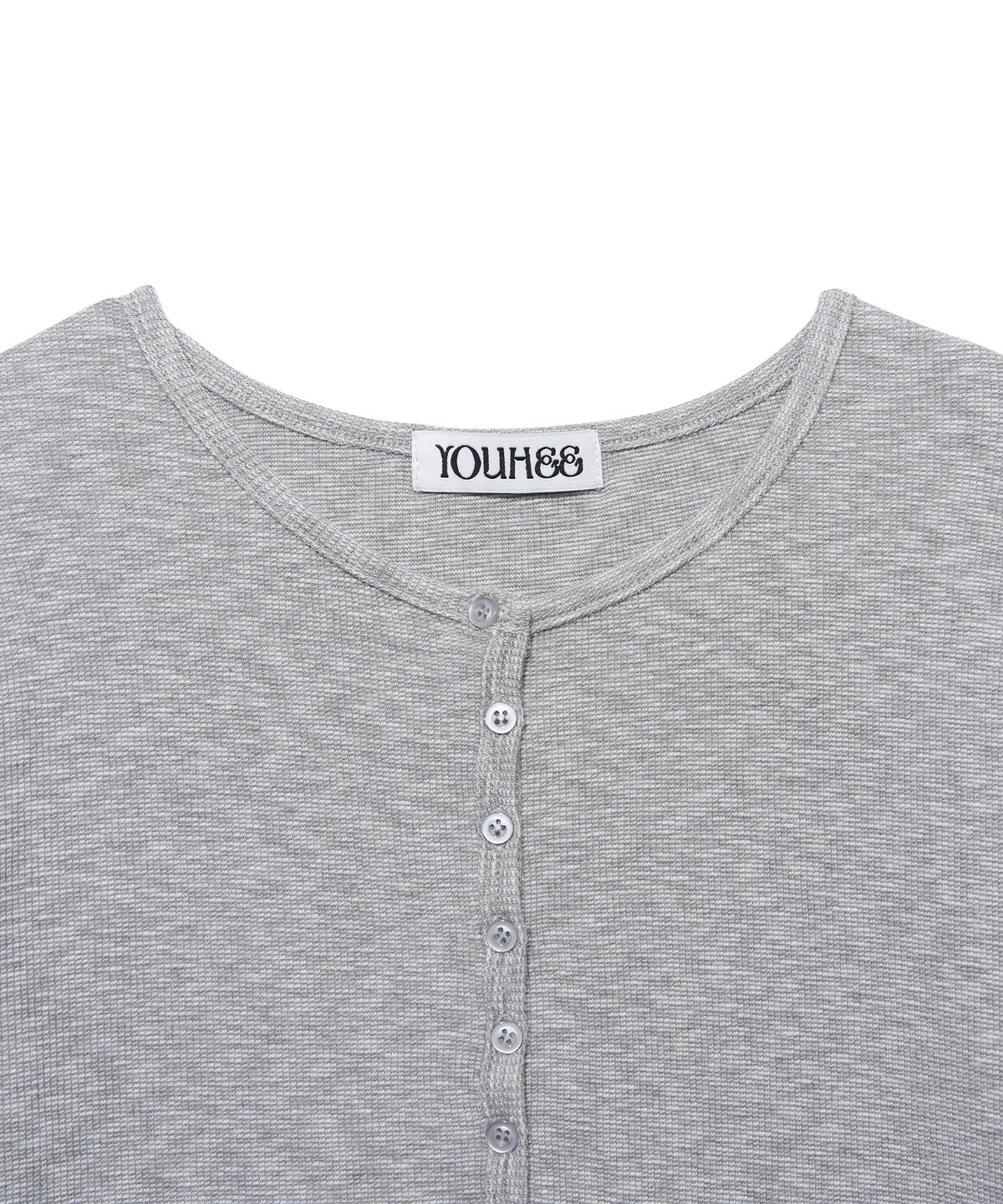 유희(YOUHEE) ESSENTIAL LOOSE FIT BUTTON LONG SLEEVE_MELANGE GREY