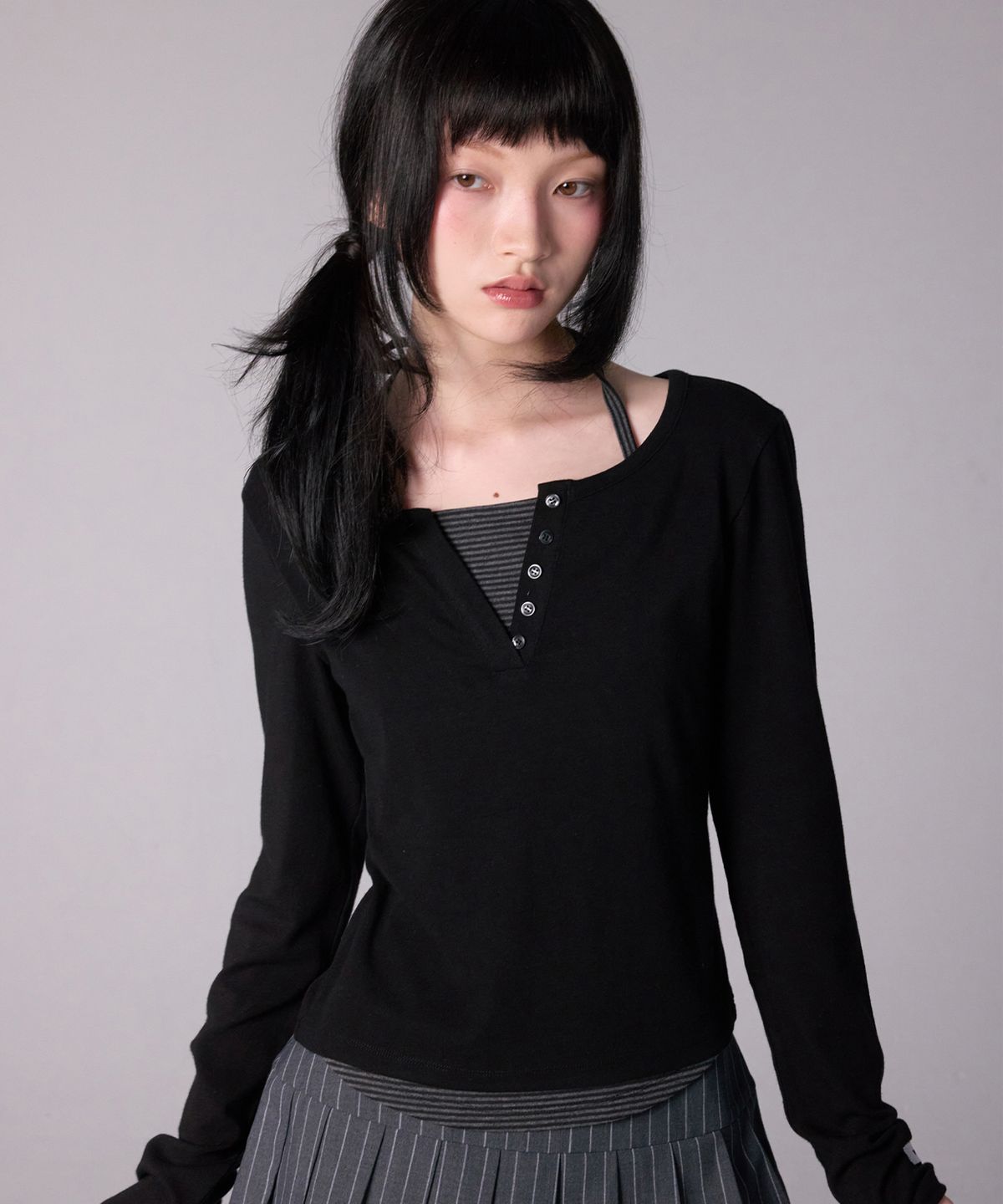 유희(YOUHEE) [아네딘X유희] ESSENTIAL HALTER NECK LONG SLEEVE_BLACK