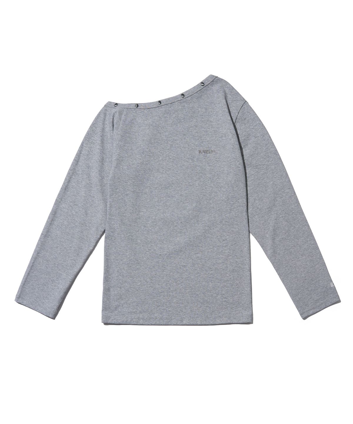 유희(YOUHEE) OFF-SHOULDER STUD LONG SLEEVE_MELANGE GREY