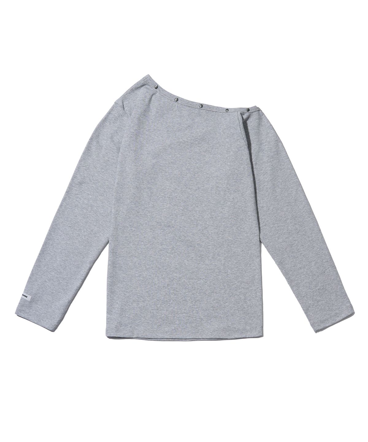 유희(YOUHEE) OFF-SHOULDER STUD LONG SLEEVE_MELANGE GREY