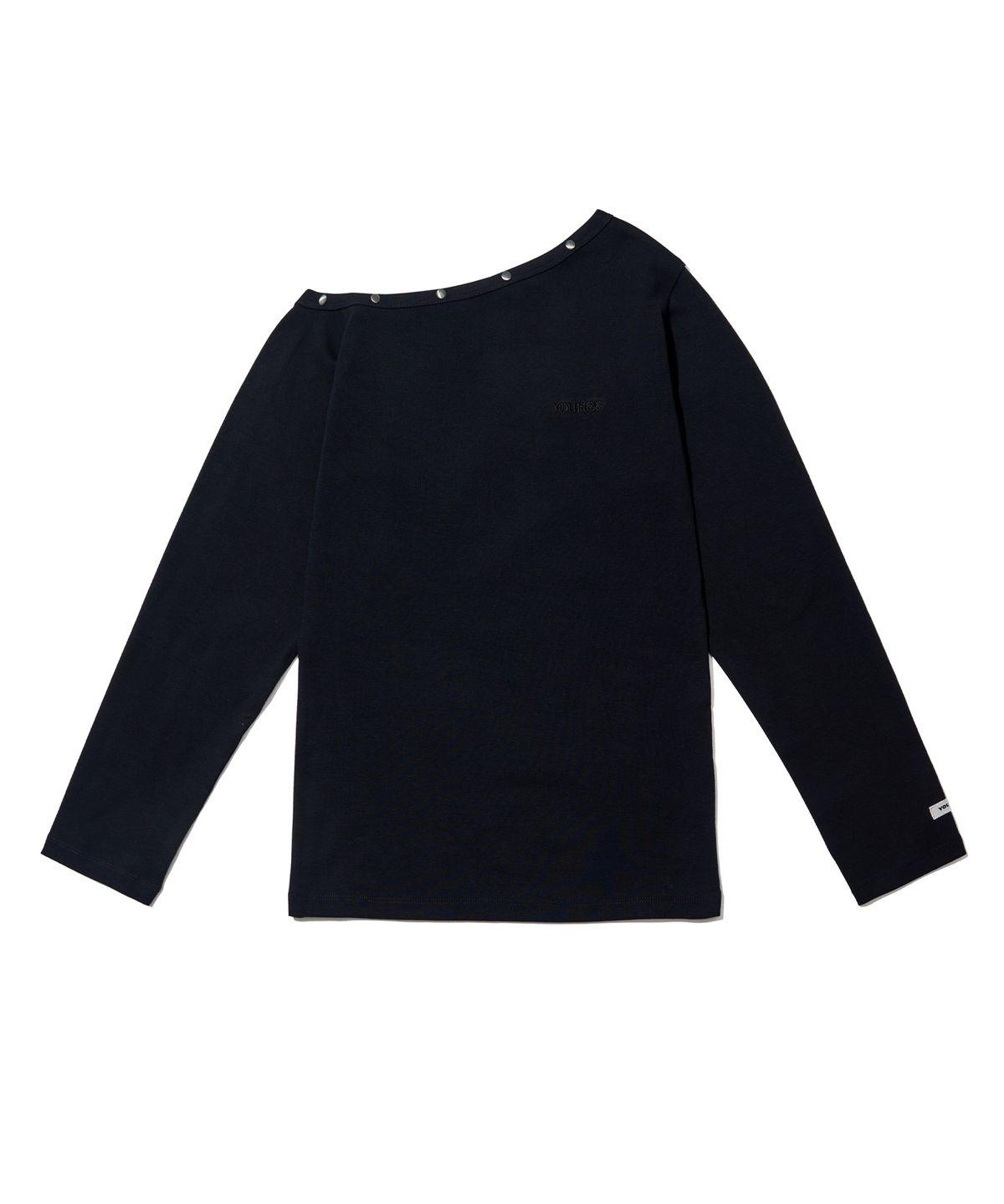 유희(YOUHEE) OFF-SHOULDER STUD LONG SLEEVE_BLACK