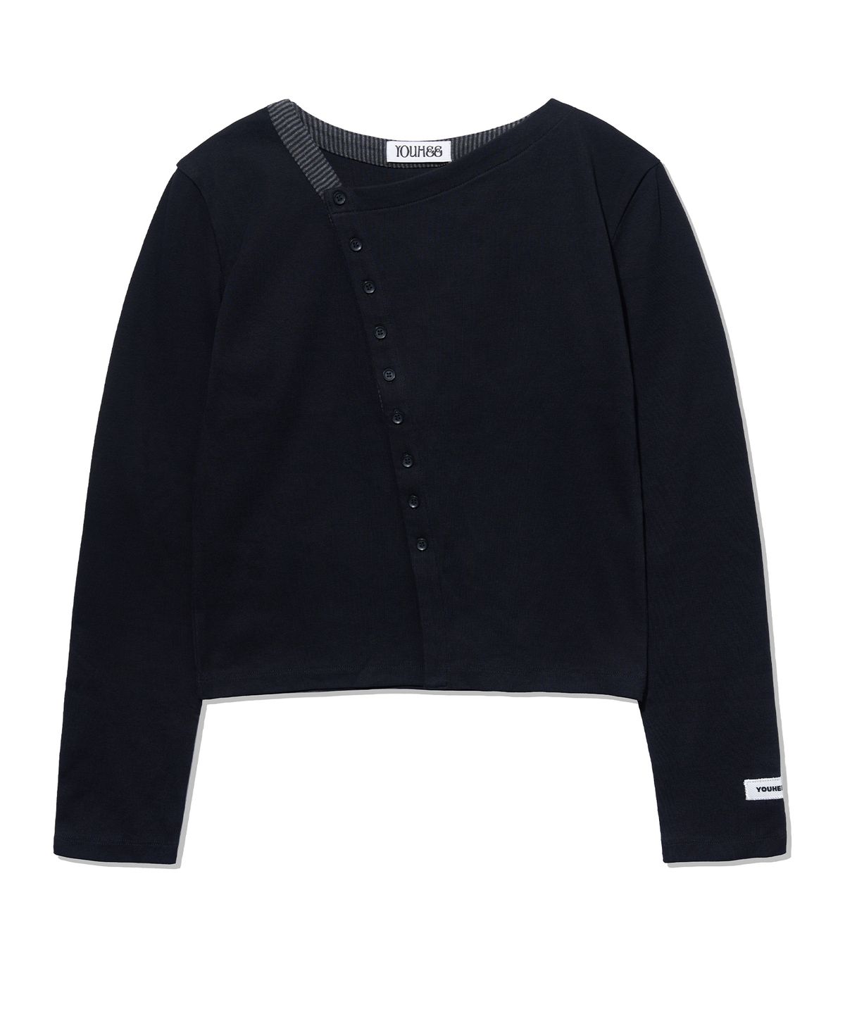 유희(YOUHEE) ESSENTIAL DIAGONAL LONG SLEEVE_BLACK