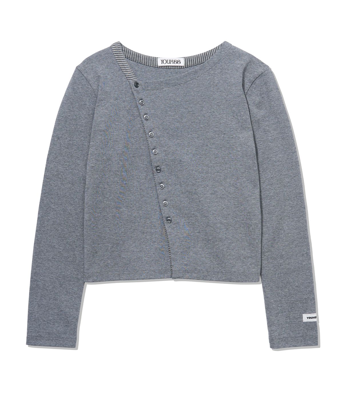 유희(YOUHEE) ESSENTIAL DIAGONAL LONG SLEEVE_MELANGE GREY