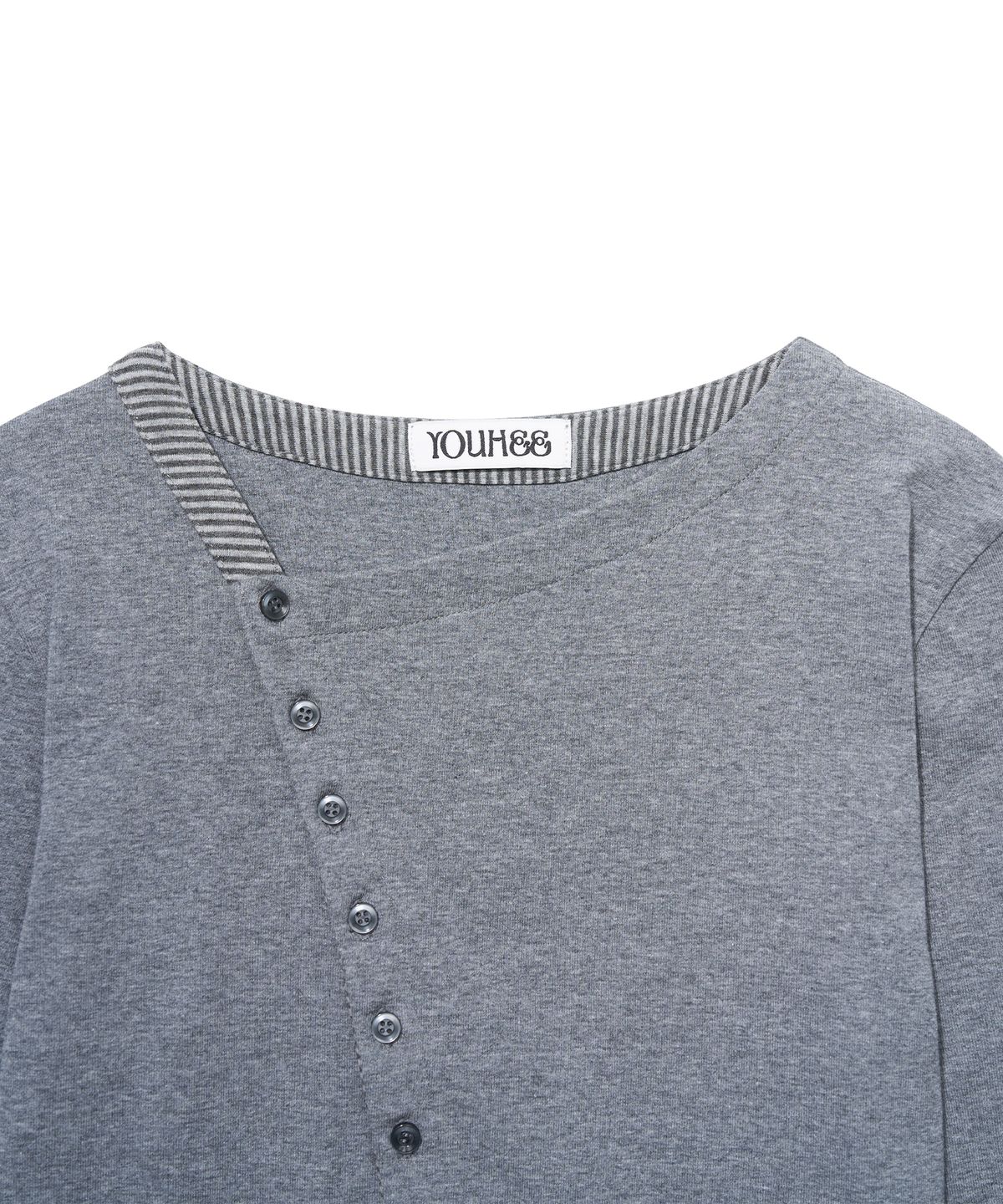 유희(YOUHEE) ESSENTIAL DIAGONAL LONG SLEEVE_MELANGE GREY