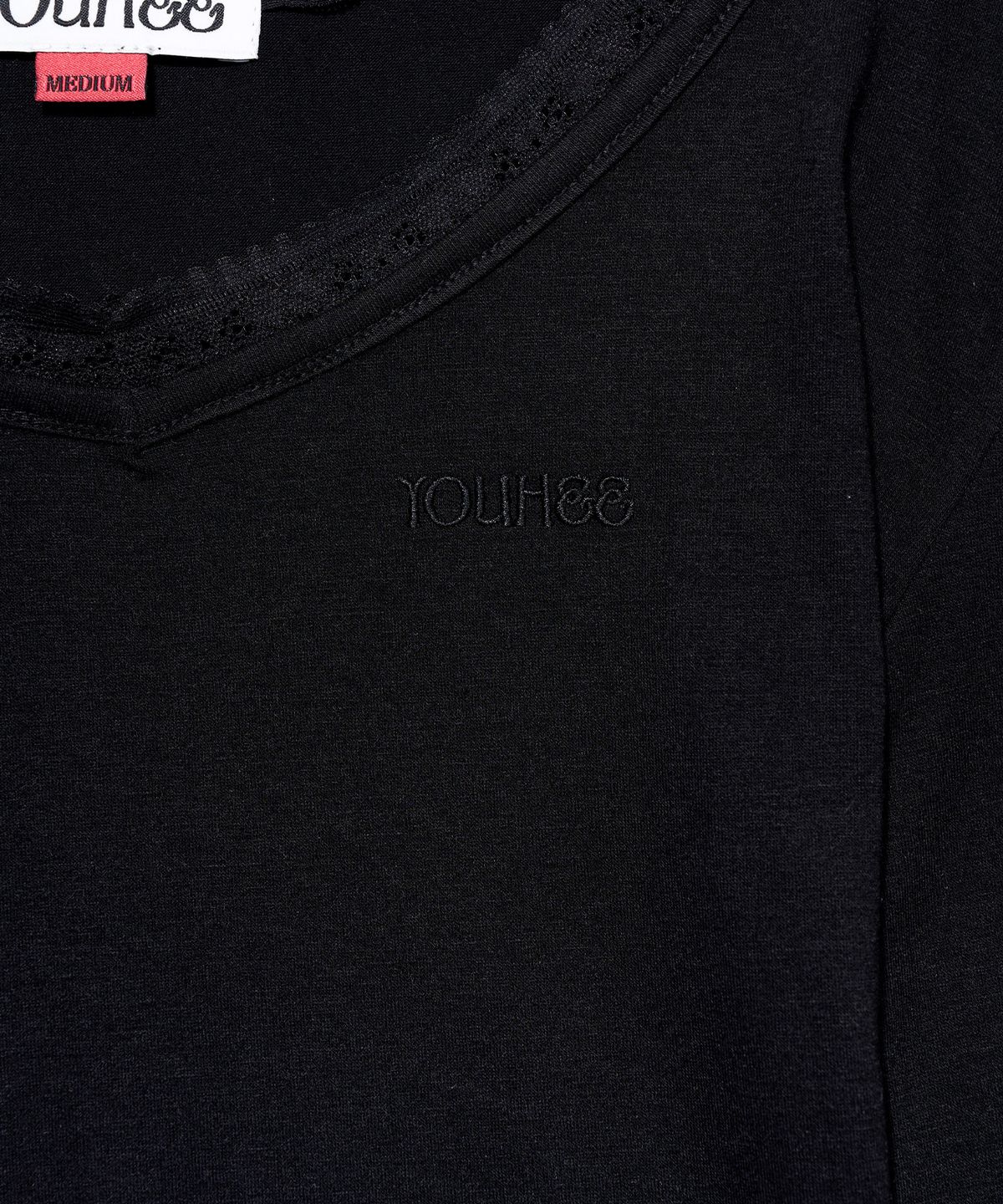 유희(YOUHEE) [셀럽 착용] LACE V-NECK LONG SLEEVE_BLACK