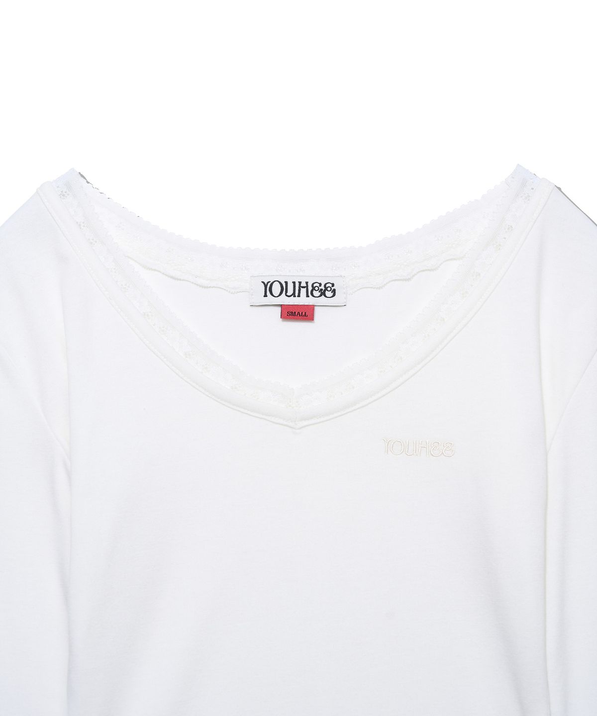 유희(YOUHEE) [셀럽 착용] LACE V-NECK LONG SLEEVE_WHITE