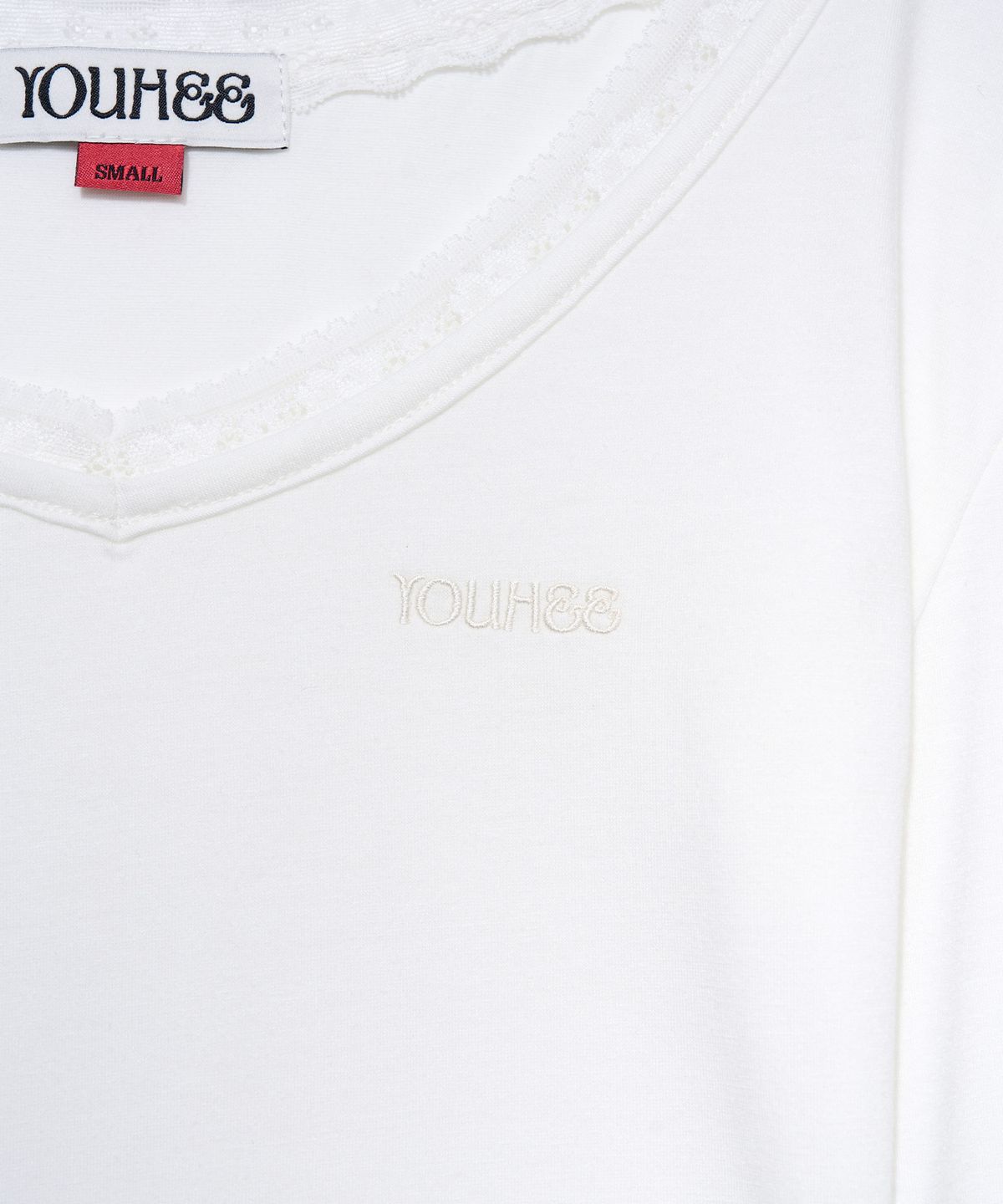 유희(YOUHEE) [셀럽 착용] LACE V-NECK LONG SLEEVE_WHITE