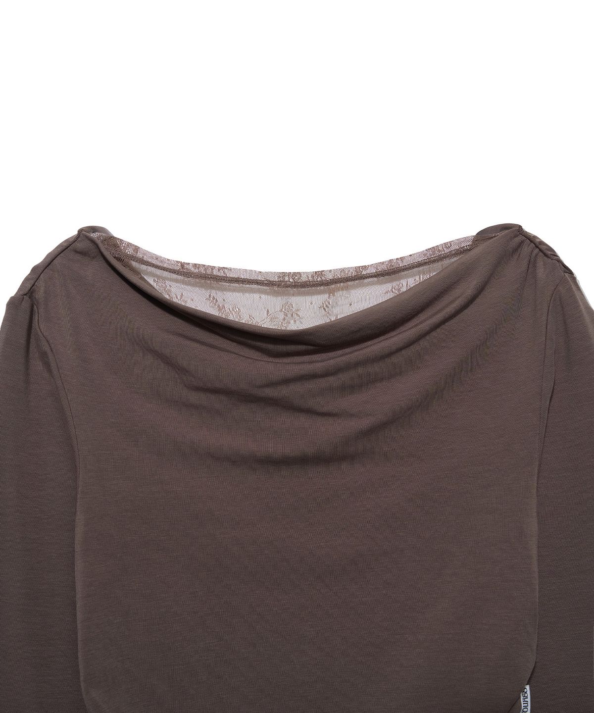 유희(YOUHEE) LACE OFF-SHOULDER LONG SLEEVE_BROWN