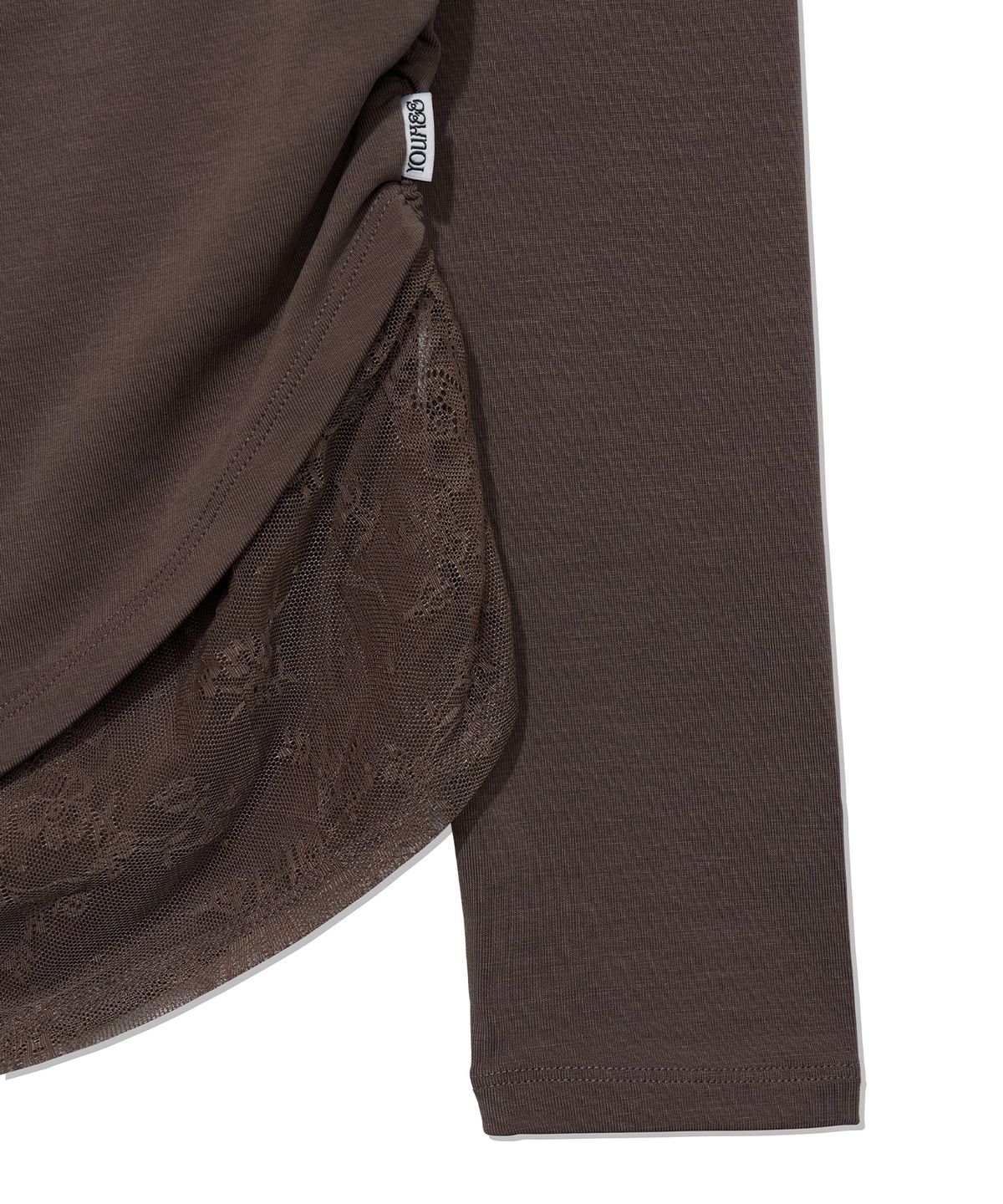 유희(YOUHEE) LACE OFF-SHOULDER LONG SLEEVE_BROWN