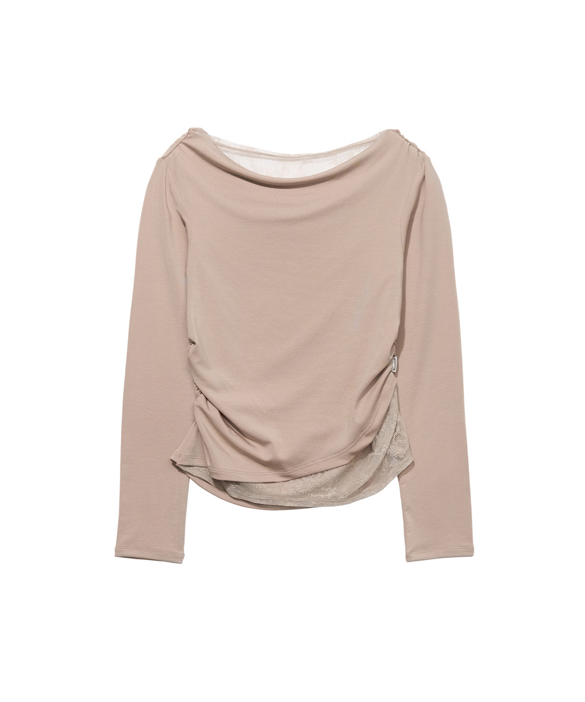 유희(YOUHEE) LACE OFF-SHOULDER LONG SLEEVE_BEIGE