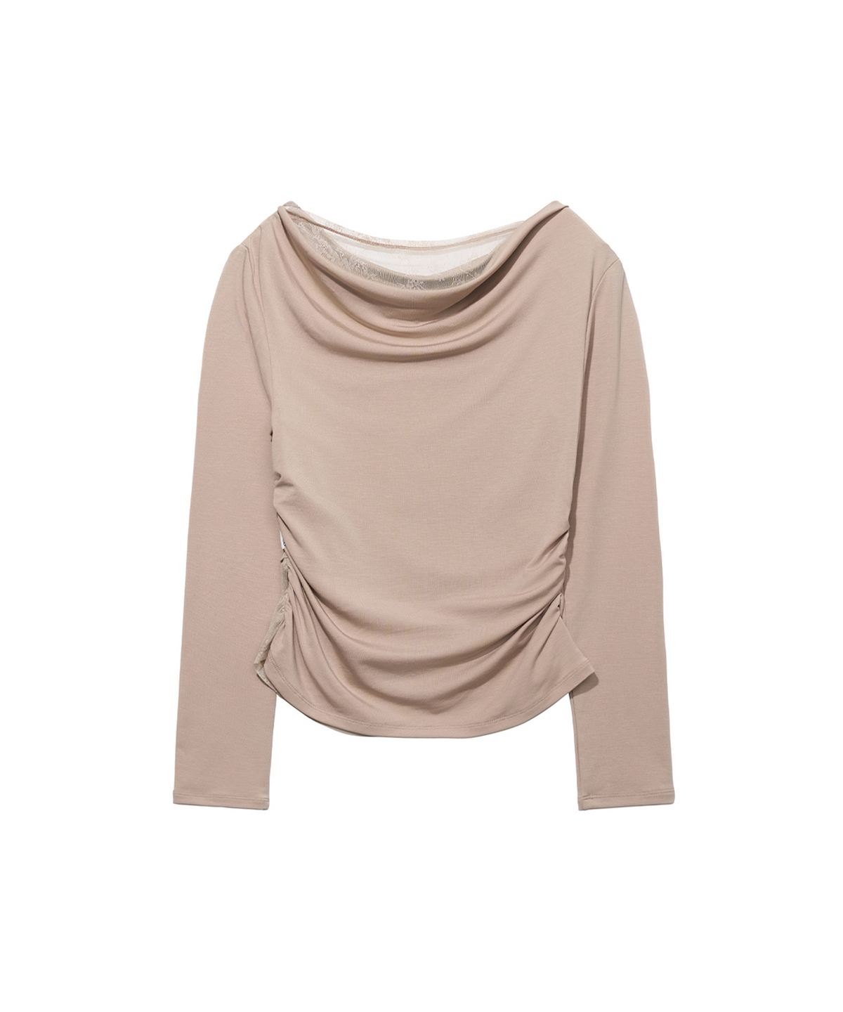 유희(YOUHEE) LACE OFF-SHOULDER LONG SLEEVE_BEIGE