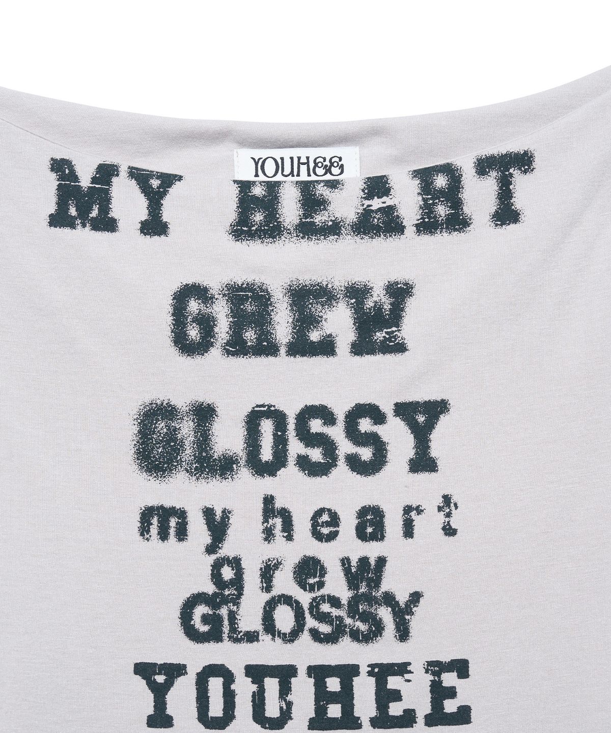유희(YOUHEE) GLOSSY OFF-SHOULDER LONG SLEEVE_LIGHT GREY