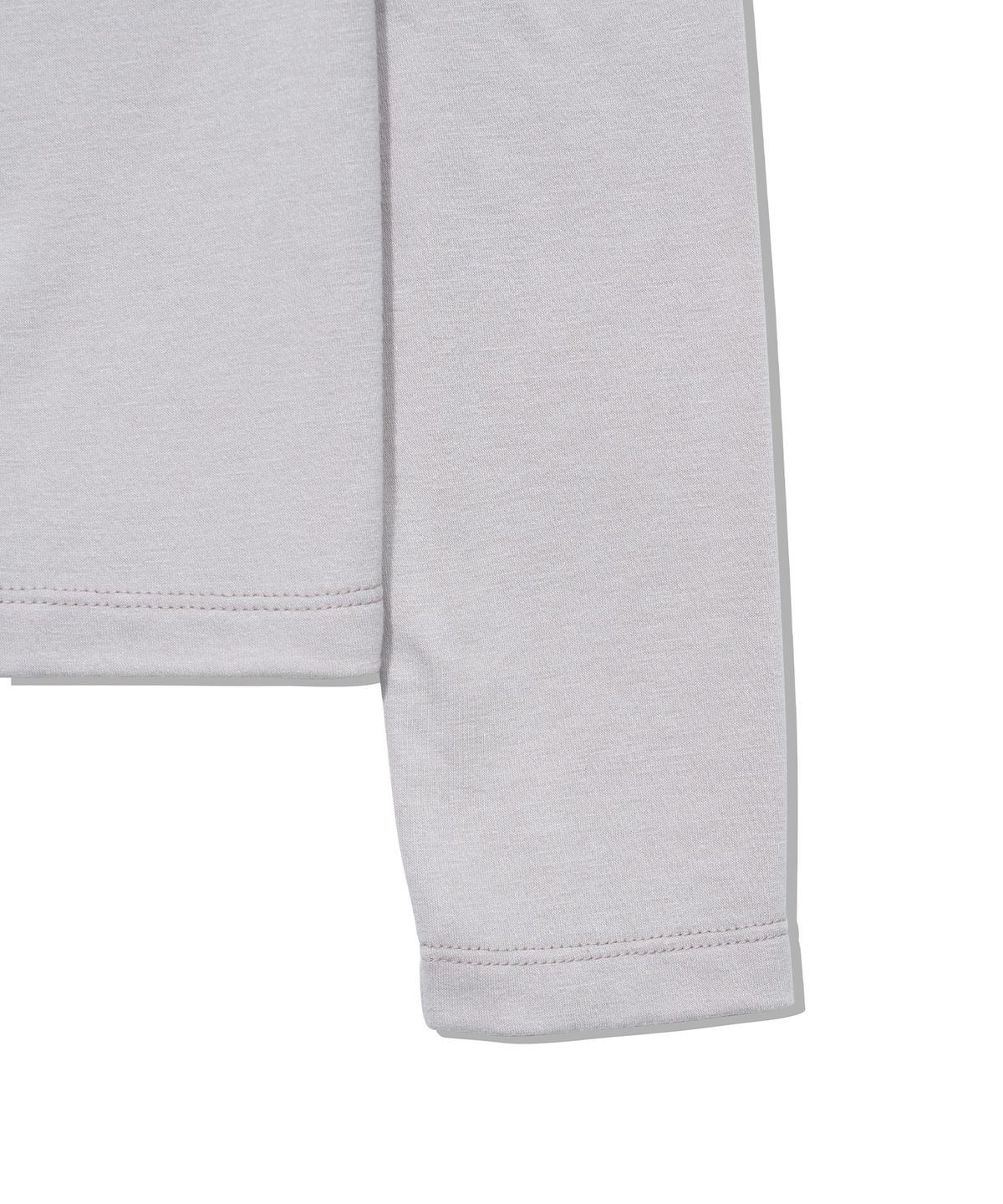 유희(YOUHEE) GLOSSY OFF-SHOULDER LONG SLEEVE_LIGHT GREY