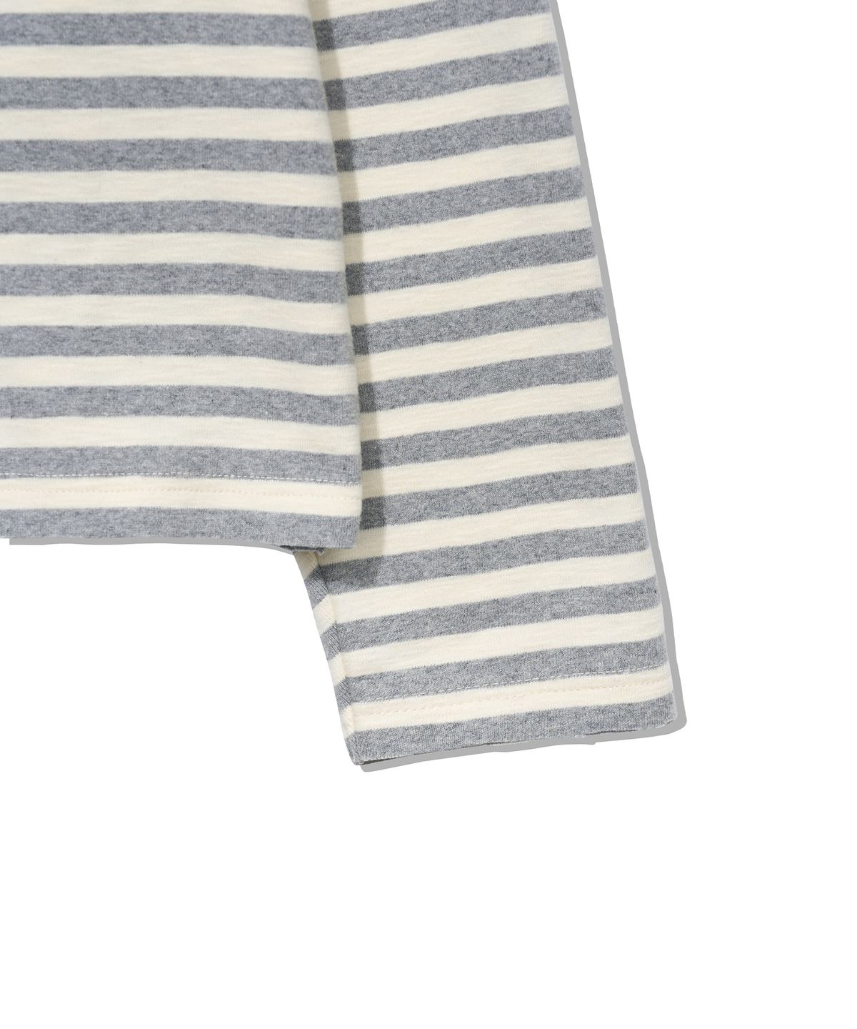유희(YOUHEE) STRIPE OFF-SHOULDER LONG SLEEVE_MELANGE GREY