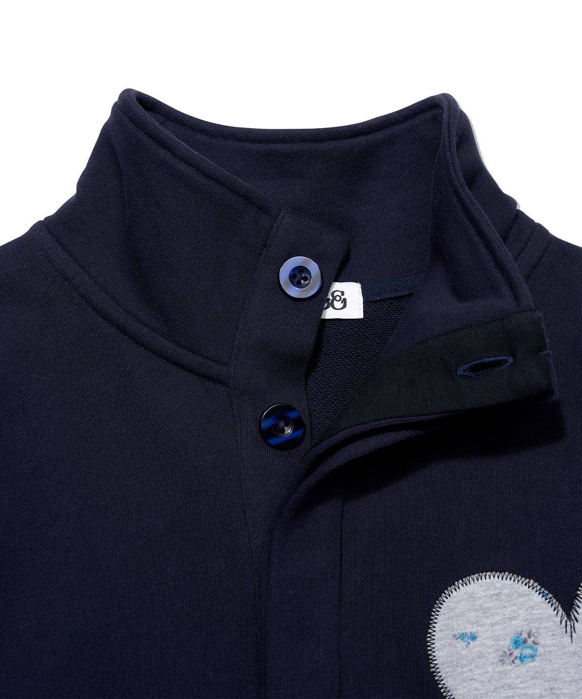 유희(YOUHEE) YOUHEE HEART HALF-NECK SWEATSHIRTS_NAVY