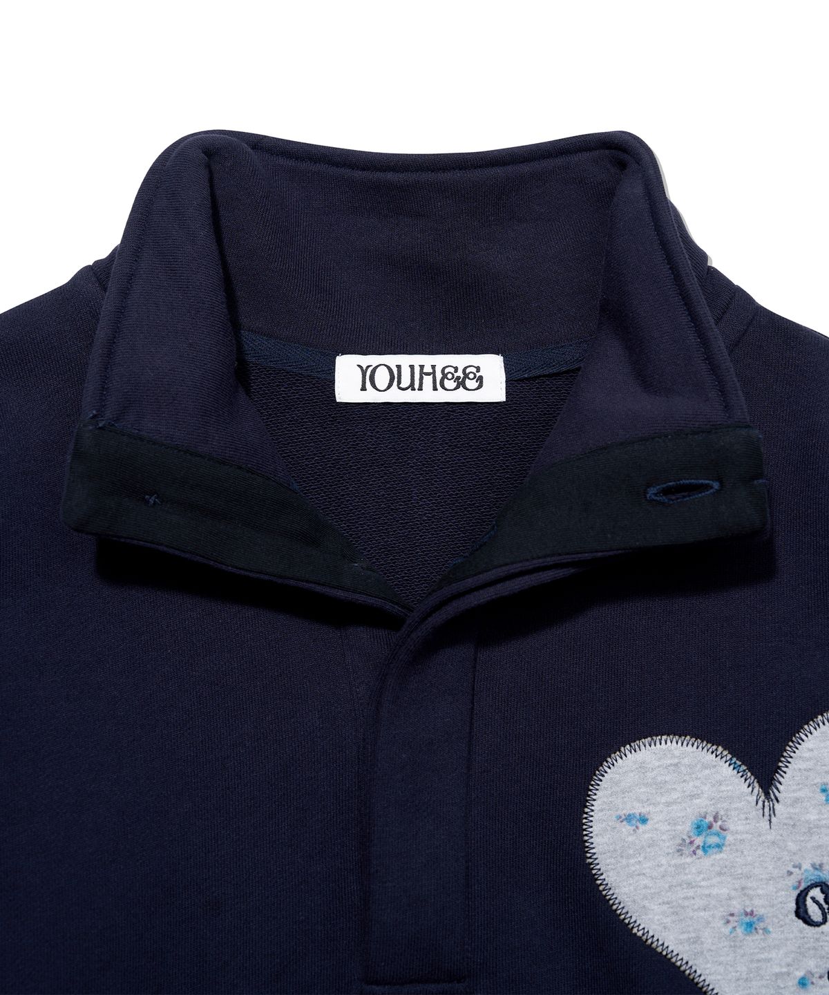 유희(YOUHEE) YOUHEE HEART HALF-NECK SWEATSHIRTS_NAVY
