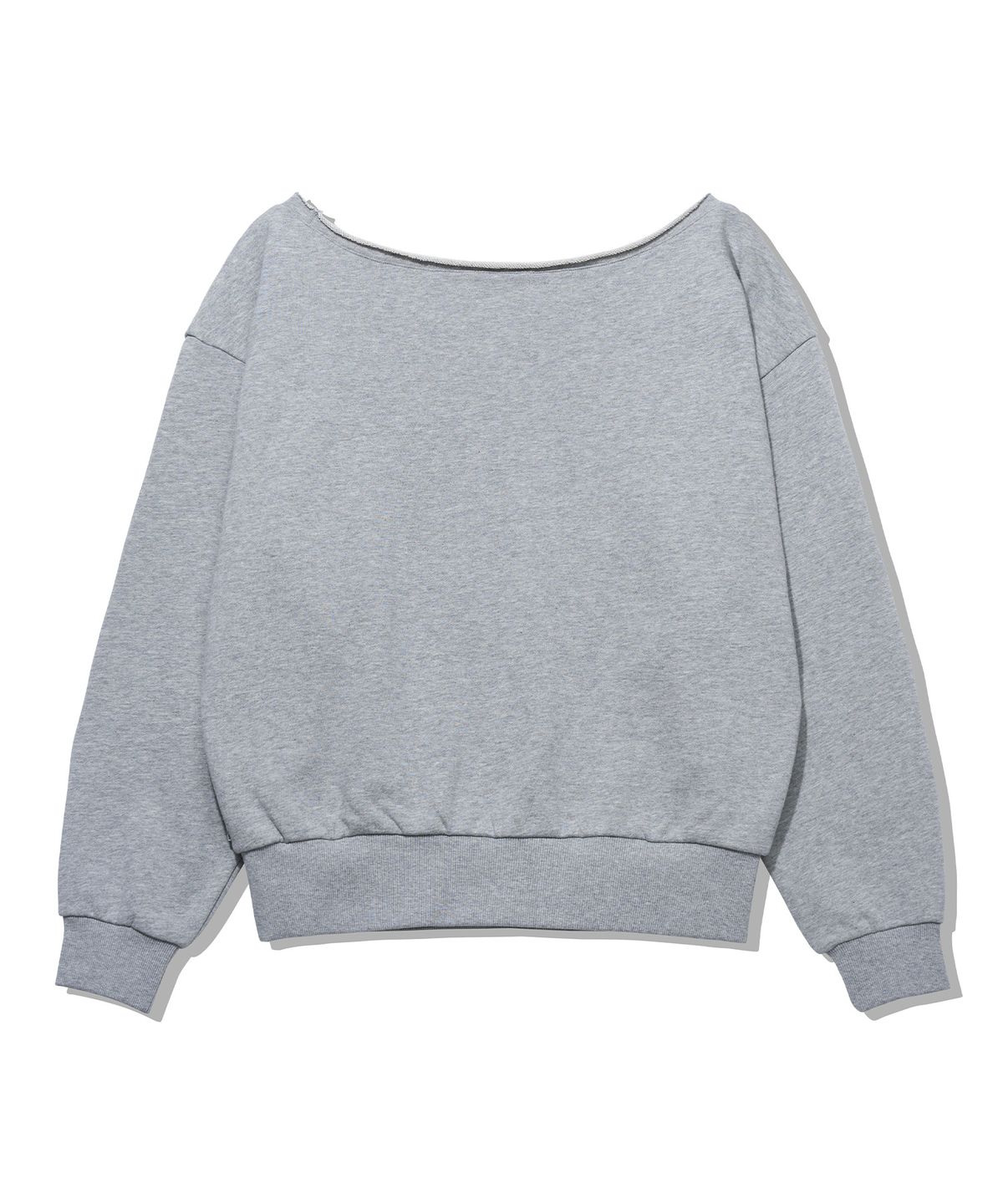 유희(YOUHEE) HOTFIX OFF-SHOULDER SWEAT SHIRTS_MELANGE GREY