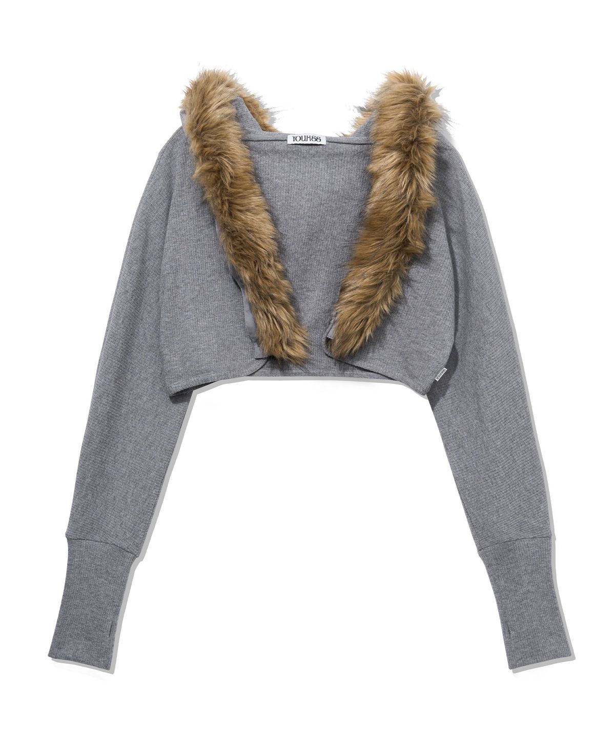유희(YOUHEE) FUR BOLERO CARDIGAN_MELANGE GREY