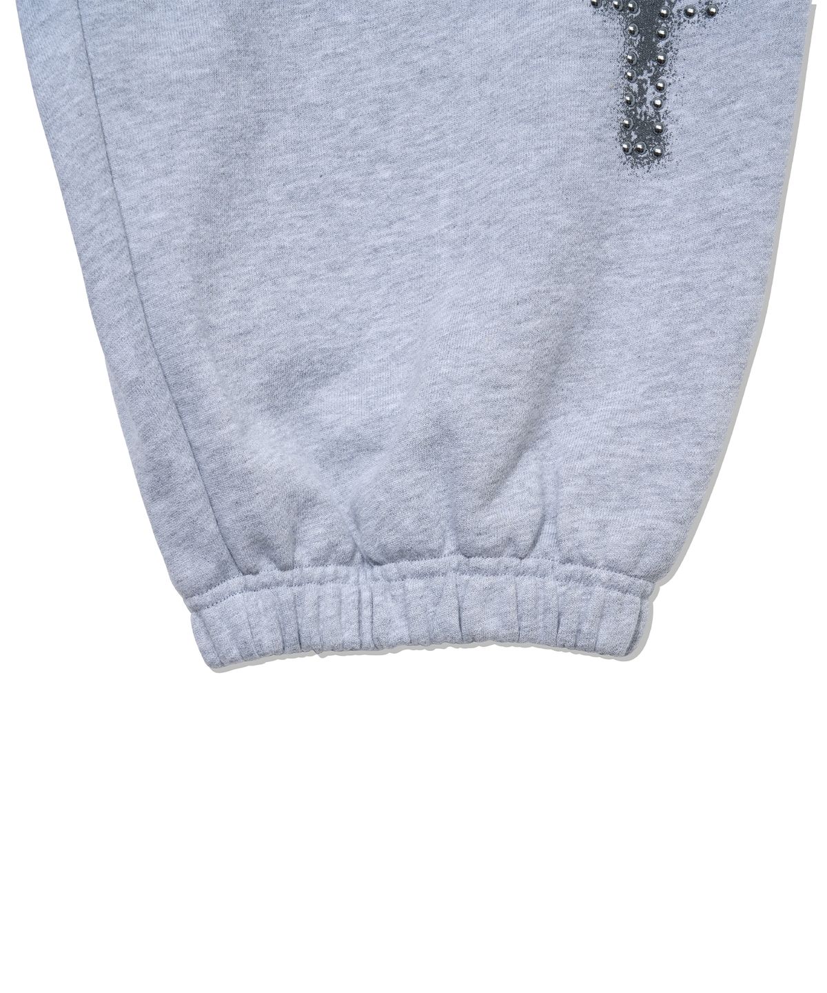 유희(YOUHEE) RAW-EDGE BAGGY CAPRI PANTS_MELANGE GREY