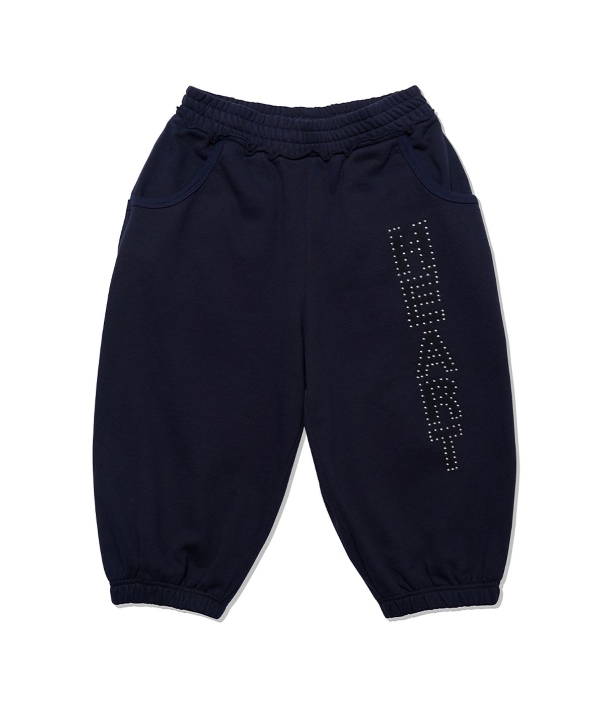 유희(YOUHEE) RAW-EDGE BAGGY CAPRI PANTS_NAVY