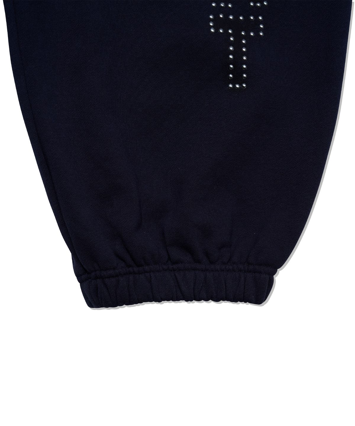 유희(YOUHEE) RAW-EDGE BAGGY CAPRI PANTS_NAVY