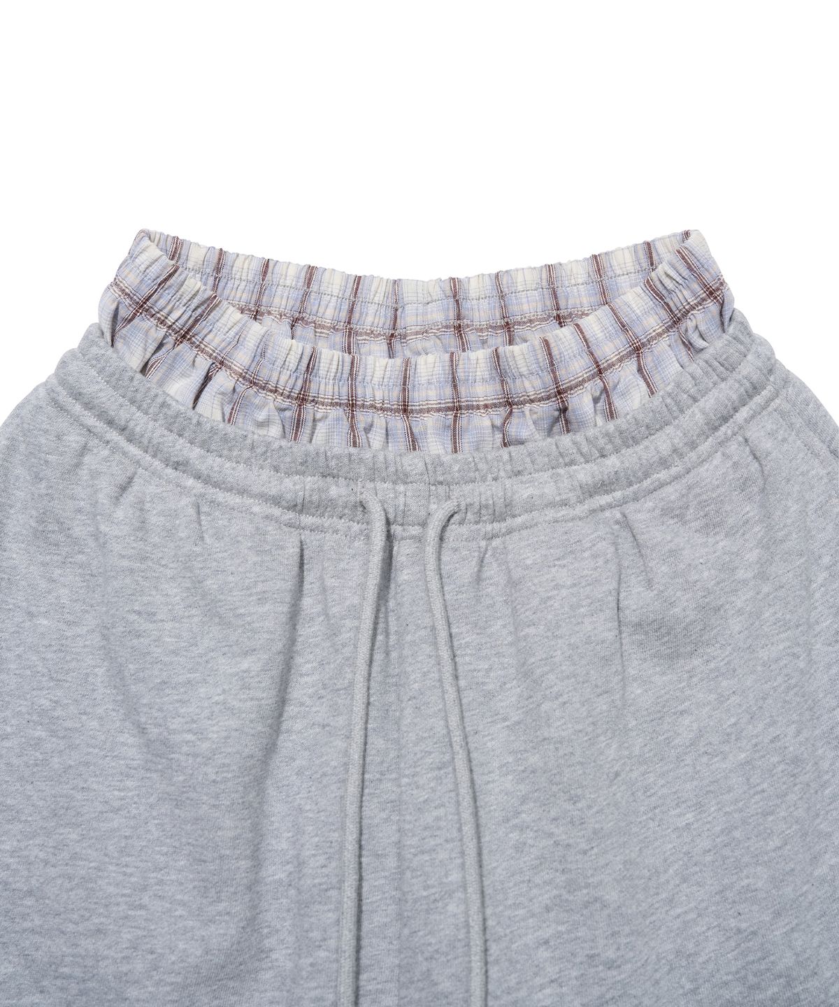 유희(YOUHEE) CHECK YH LAYERED SWEATPANTS_MELANGE GREY
