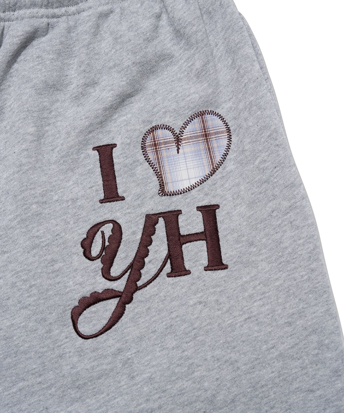 유희(YOUHEE) CHECK YH LAYERED SWEATPANTS_MELANGE GREY