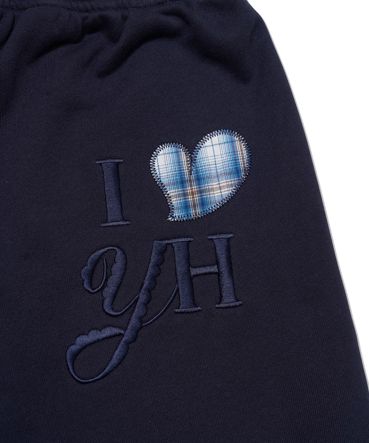 유희(YOUHEE) CHECK YH LAYERED SWEATPANTS_NAVY