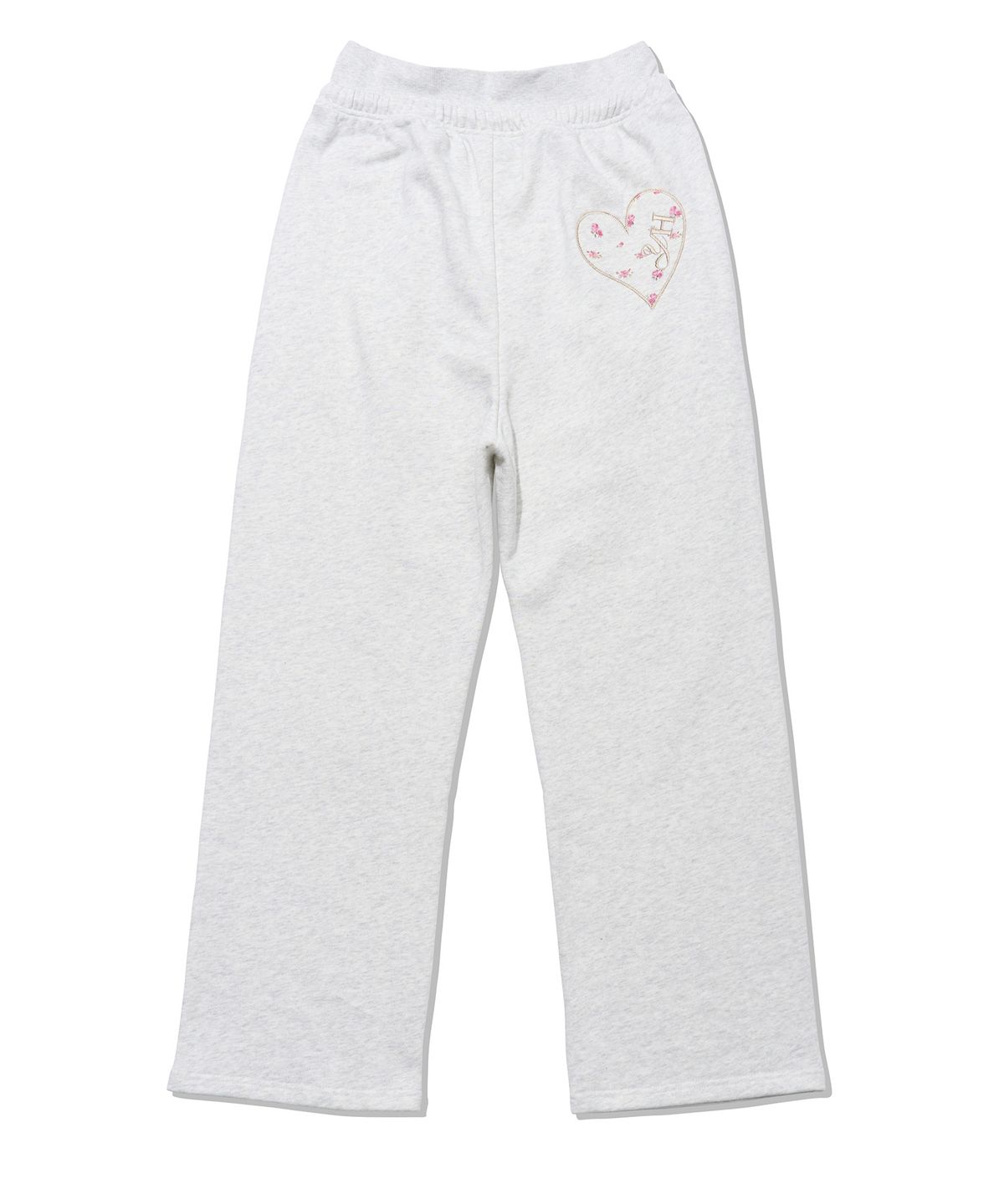 유희(YOUHEE) YOUHEE HEART APPLIQUE LAYERED PANTS_LIGHT GREY