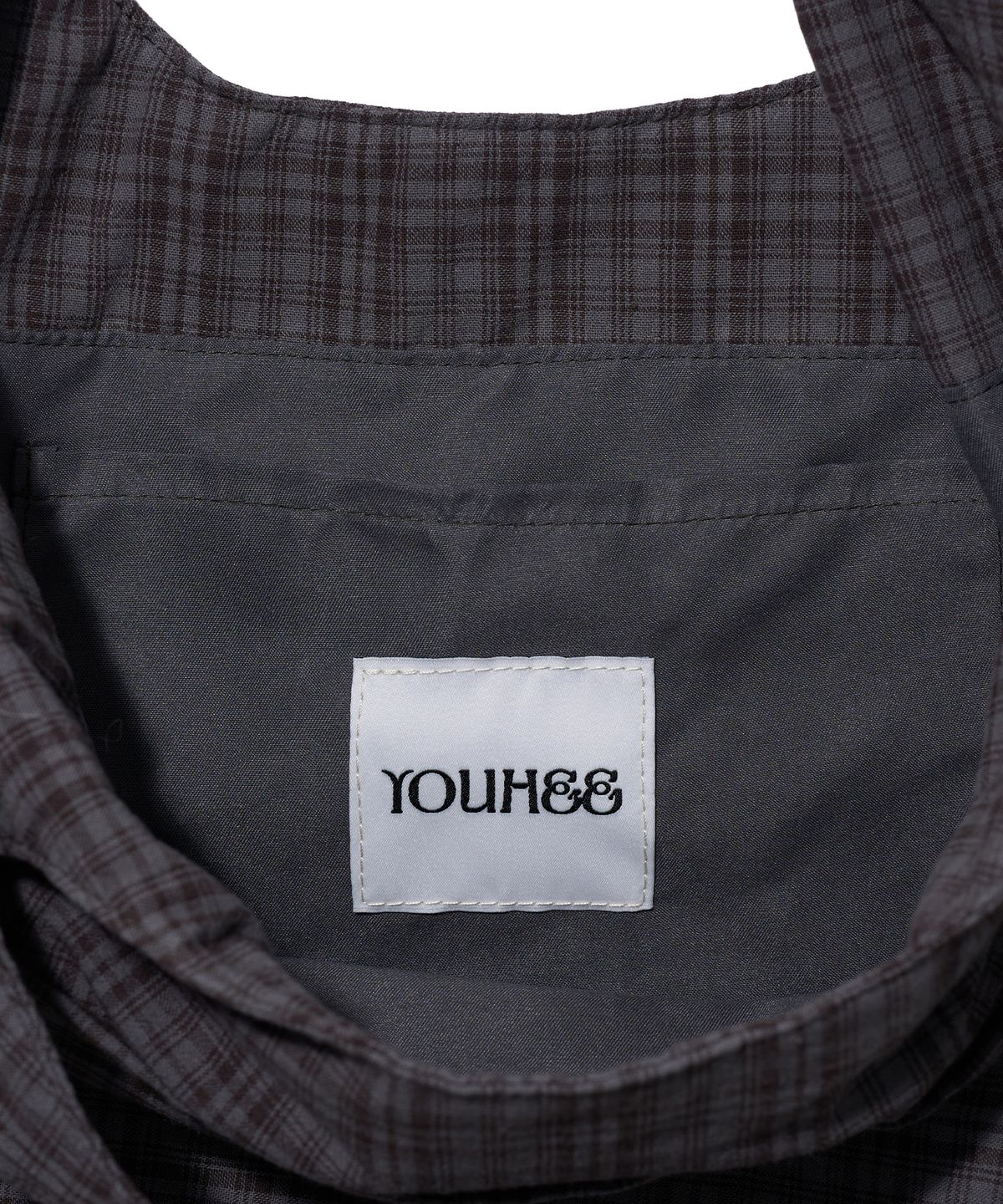 유희(YOUHEE) CHECK STUD COTTON BIG BAG_GREY