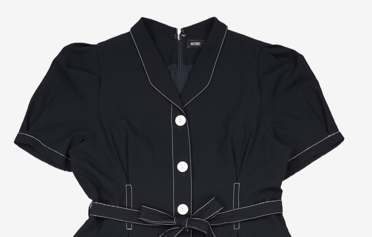 미쏘(MIXXO) 스티치 벨티드 롱 원피스 MIWOWB711B L