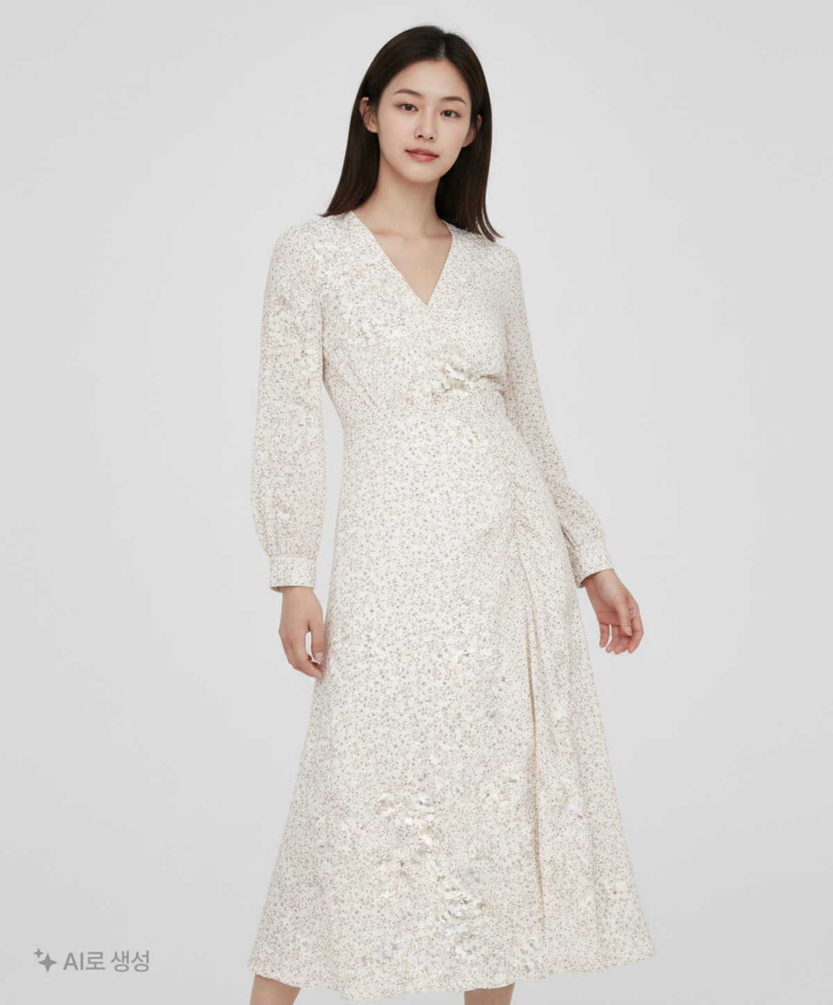 미쏘(MIXXO) 랩 밴딩포인트 플라워 원피스 MIWOWC423B S