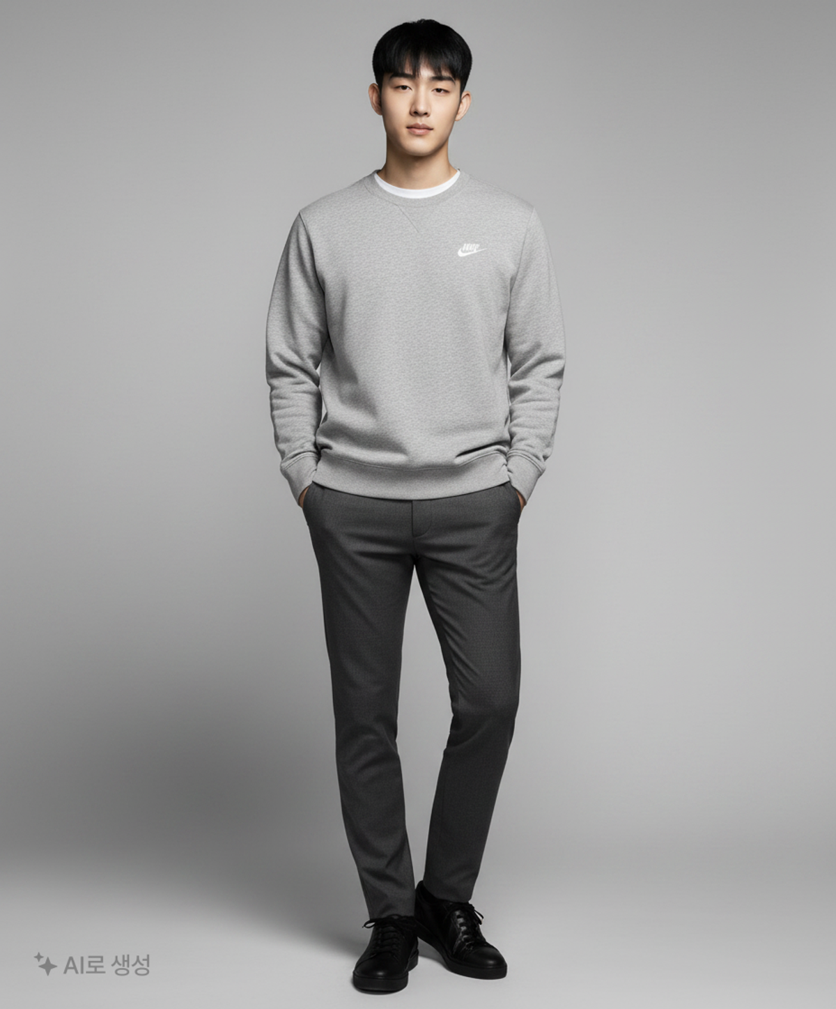 나이키(NIKE) 스포츠웨어 클럽 프렌치 테리 크루 M - 다크 그레이 헤더:화이트 / BV2667-063 M