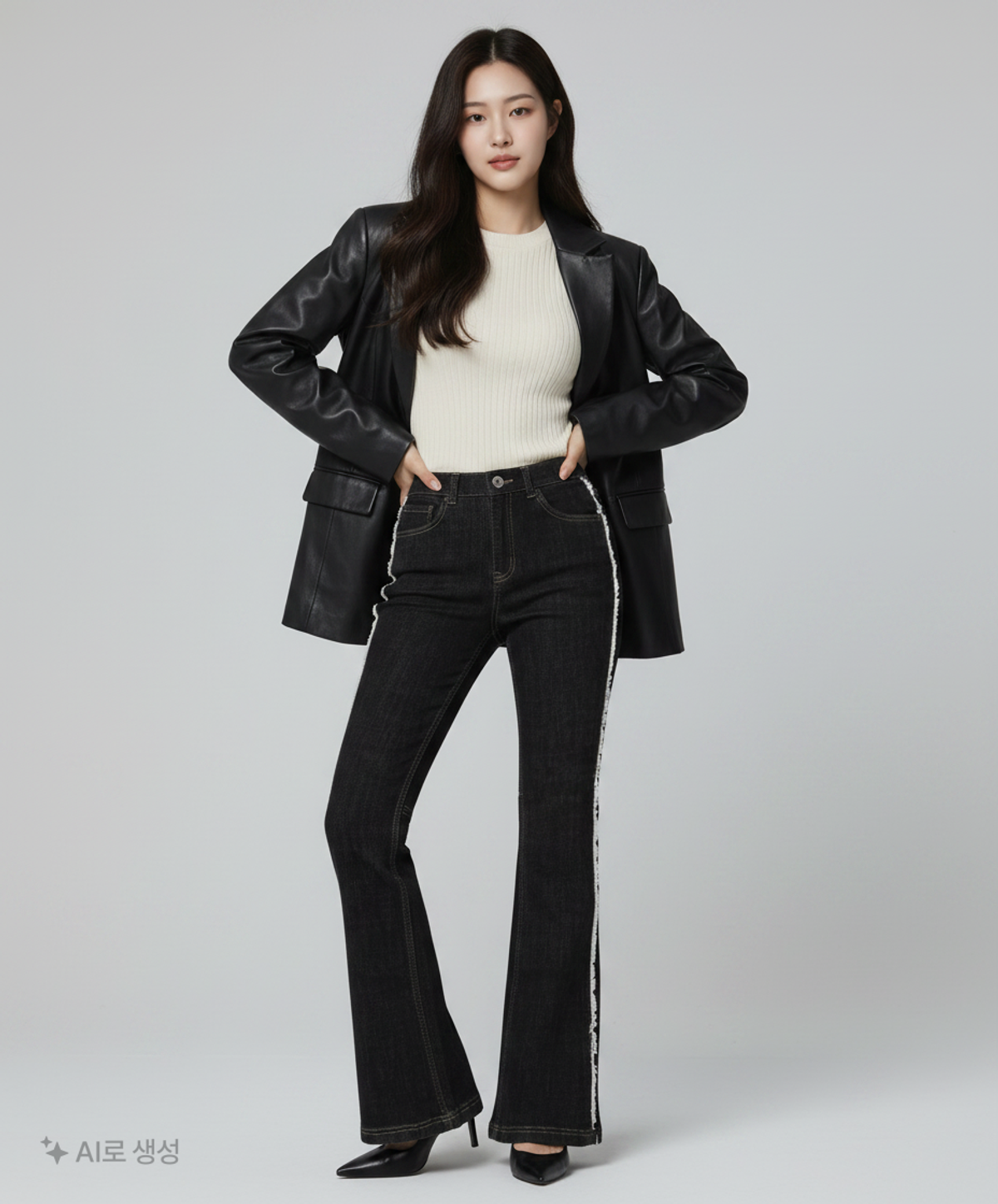 오아이오아이 컬렉션(OIOI COLLECTION) FRINGE RAW WESTERN DENIM PANTS [BLACK] S