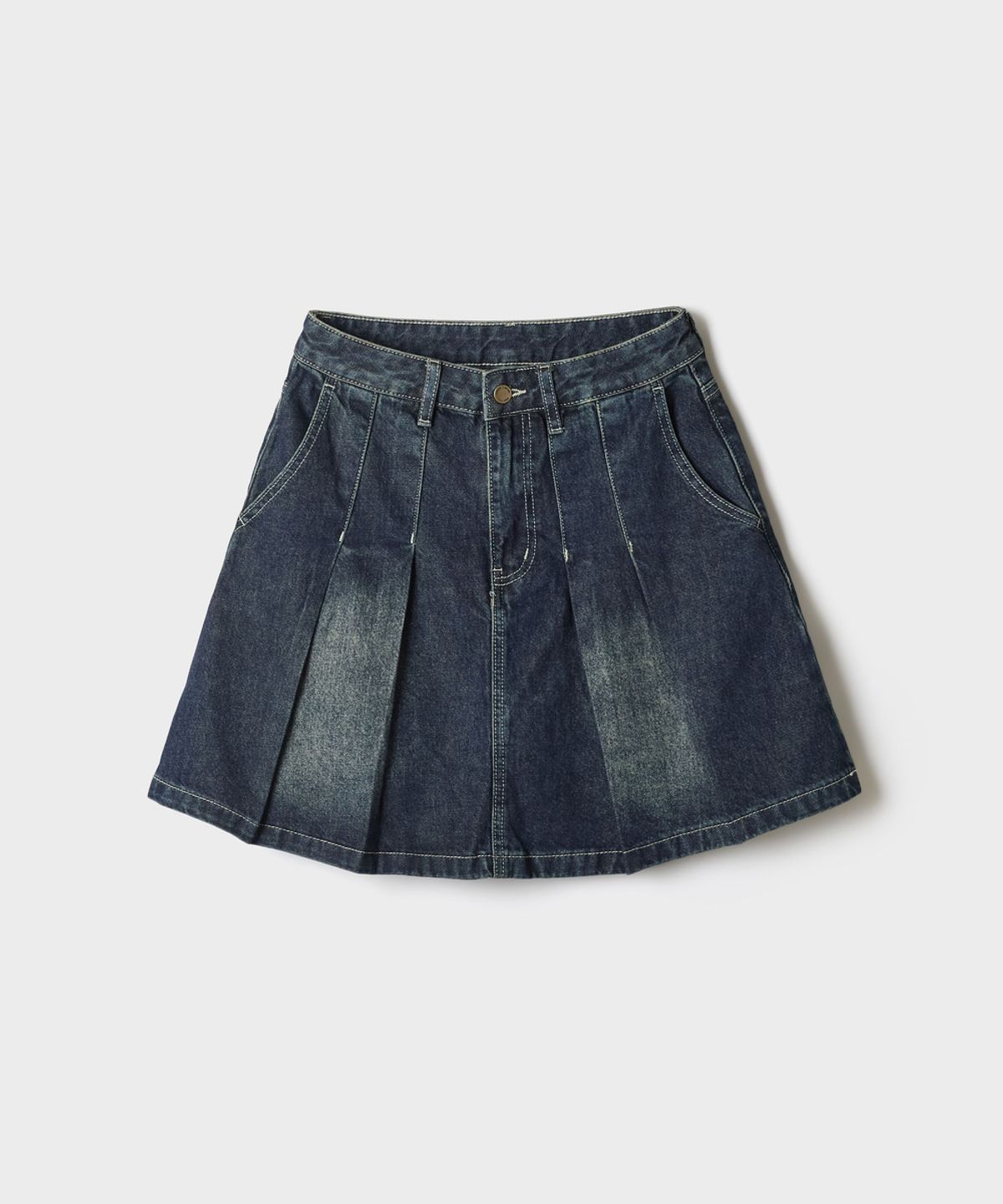 스파오(SPAO) 데님 플리츠 미디 스커트_SPWJG49G02